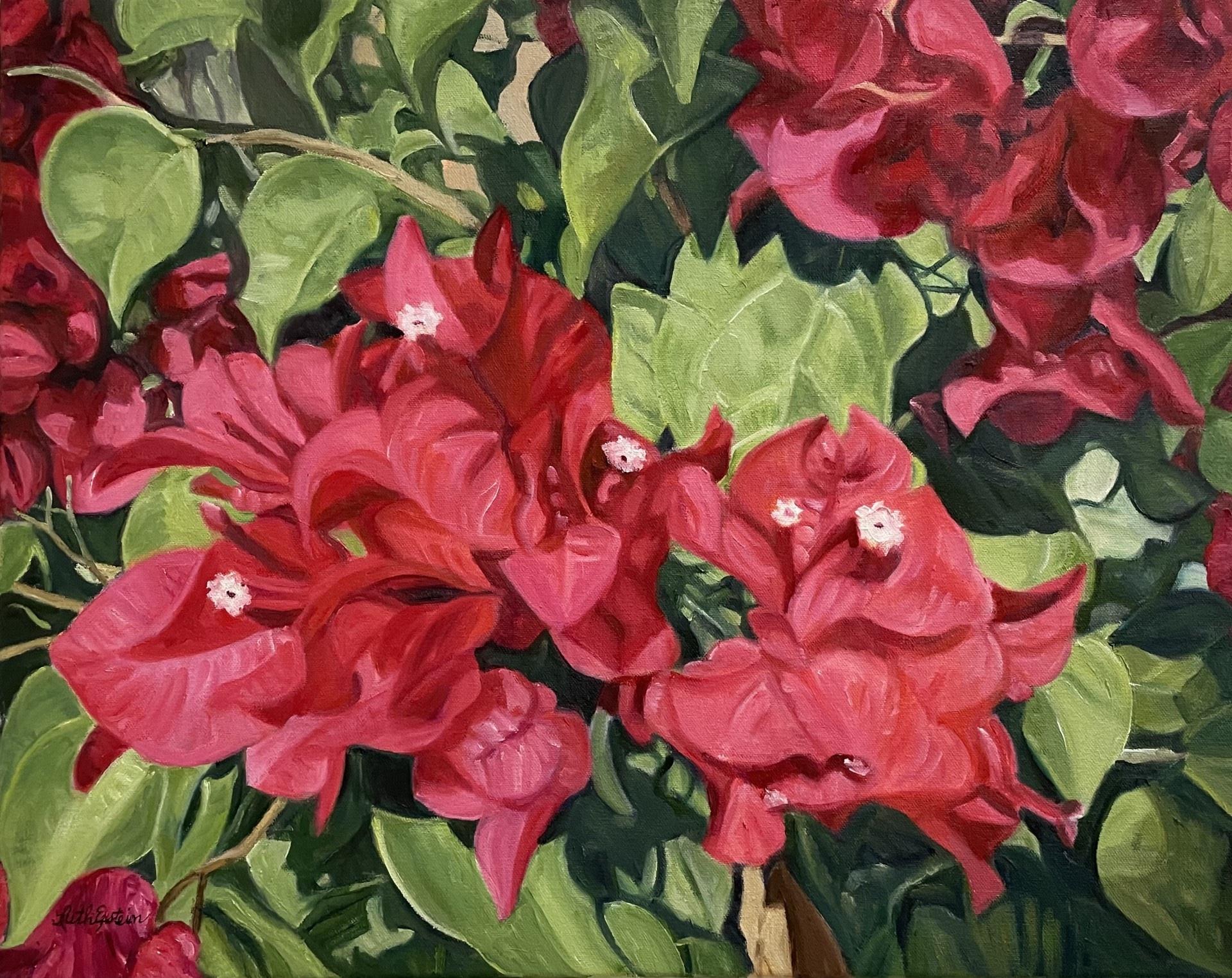 Paint The Town Red : Oil painting on canvas depicting flowers
