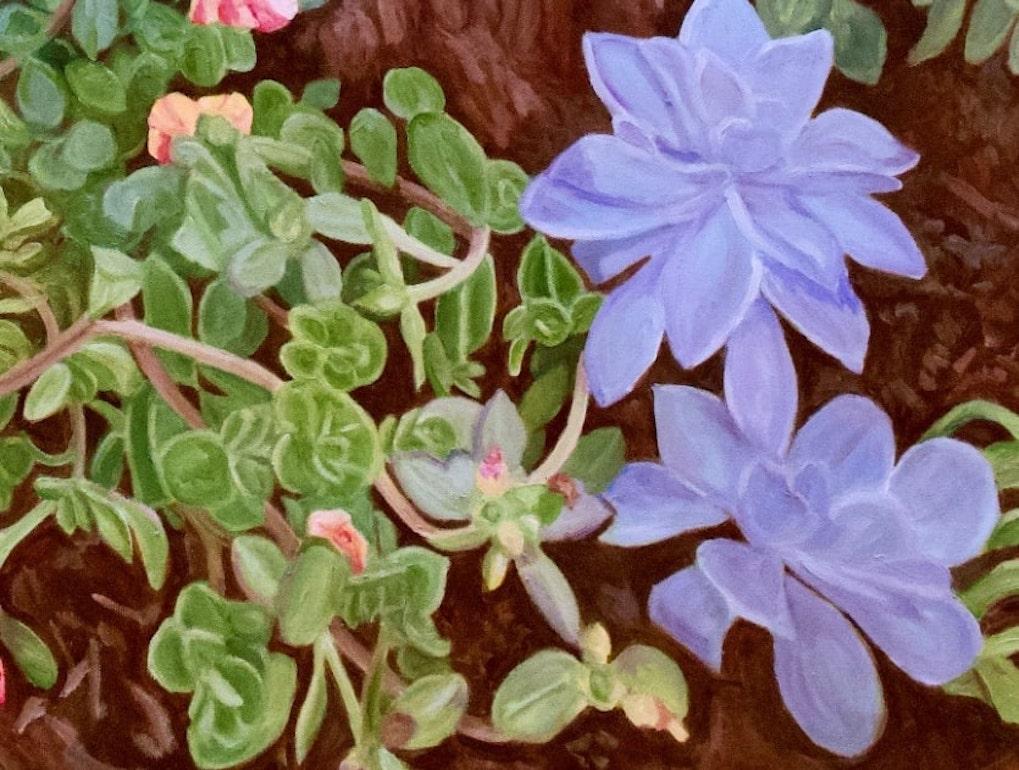 Paletta Princeton : Pittura a olio su tela raffigurante fiori e piante - Painting Contemporaneo di Ruth Epstein
