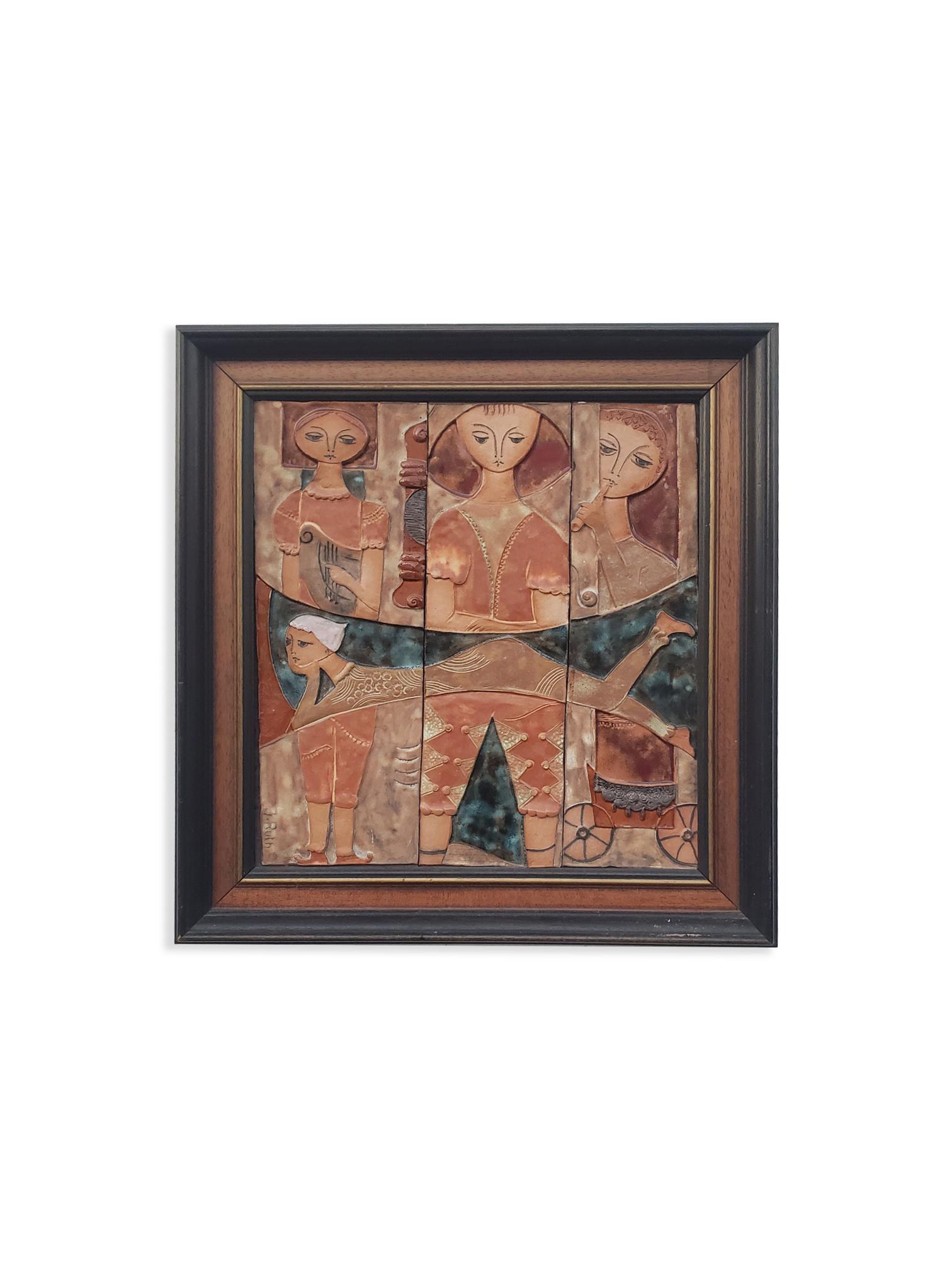 Ruth Faktor Faktorowicz Arte de pared figurativo israelí modernista en azulejos de cerámica 