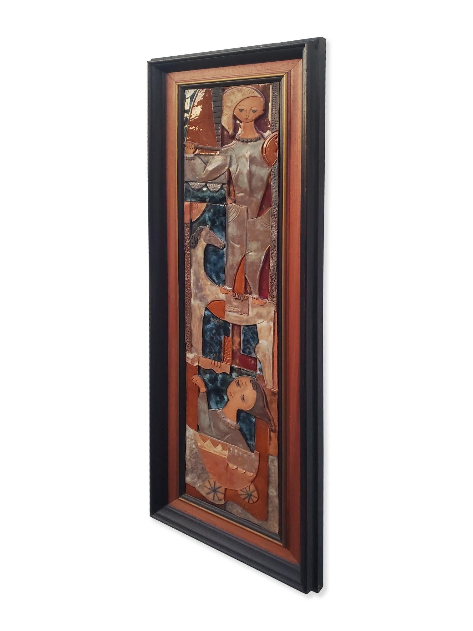 Ruth Faktor Faktorowicz Modernist Israeli Figurative Ceramic Tile Wall Art In Good Condition For Sale In Middlesex, NJ