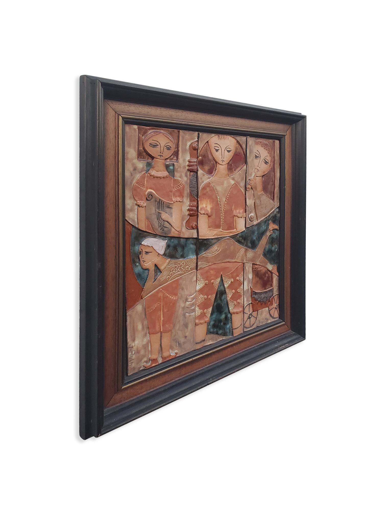 Ruth Faktor Faktorowicz Arte de pared figurativo israelí modernista en azulejos de cerámica en Bueno estado para la venta en Middlesex, NJ