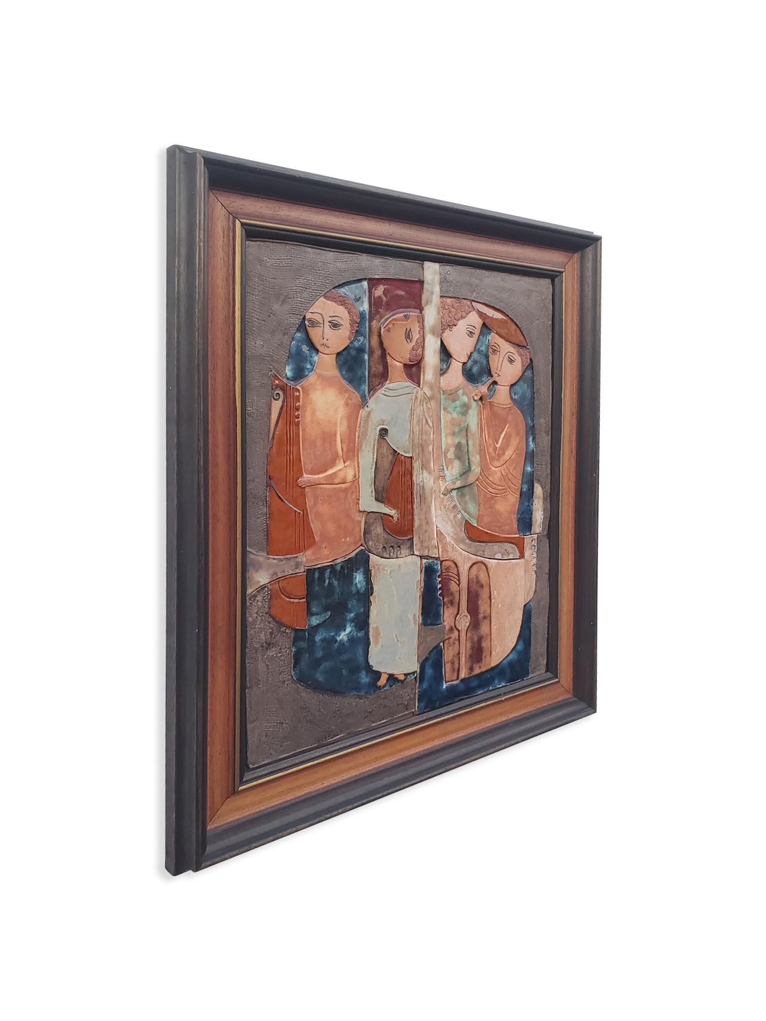 Ruth Faktor Faktorowicz Arte de pared figurativo israelí modernista en azulejos de cerámica en Bueno estado para la venta en Middlesex, NJ