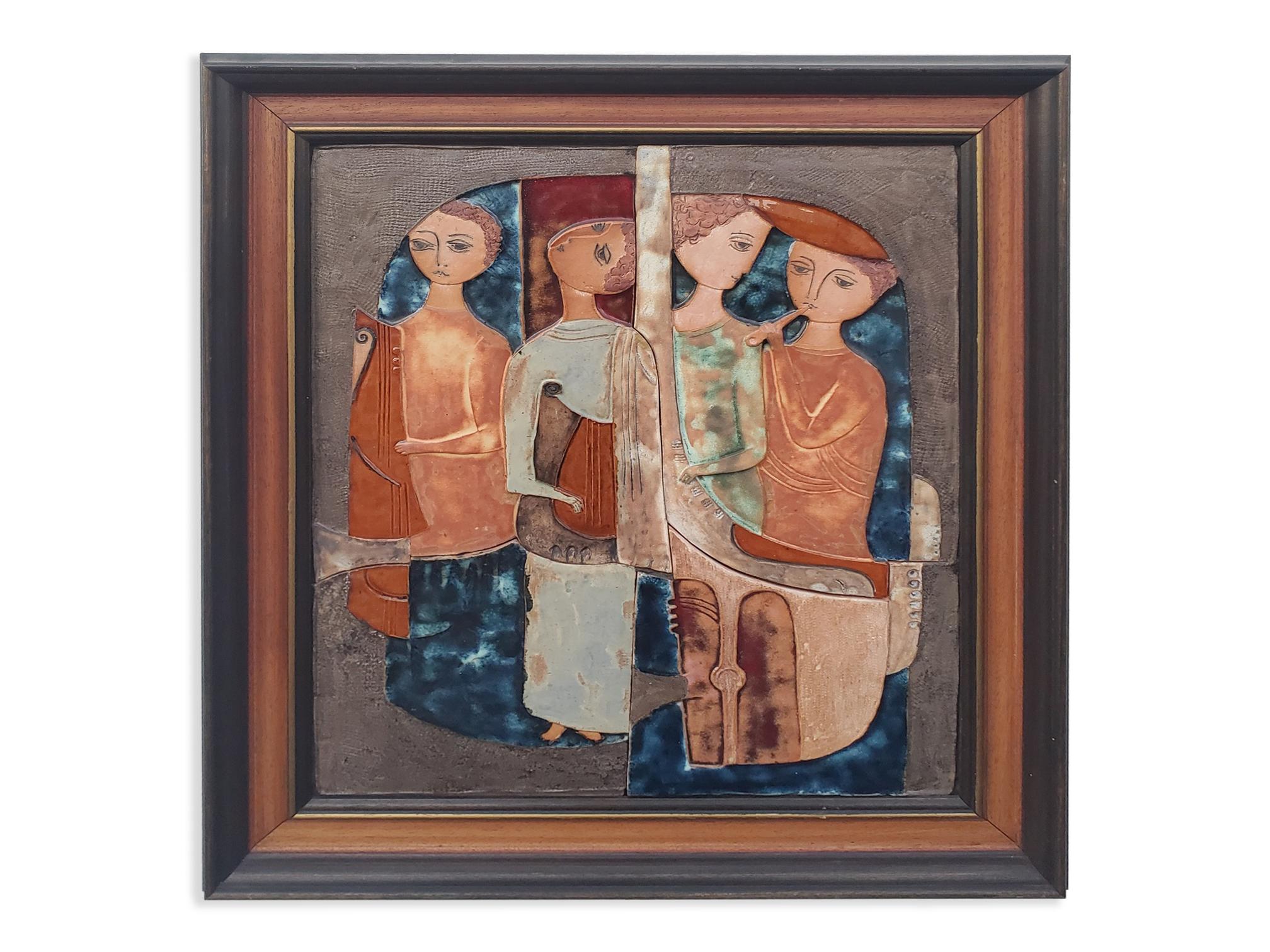 Ruth Faktor Faktorowicz Arte de pared figurativo israelí modernista en azulejos de cerámica siglo XX en venta
