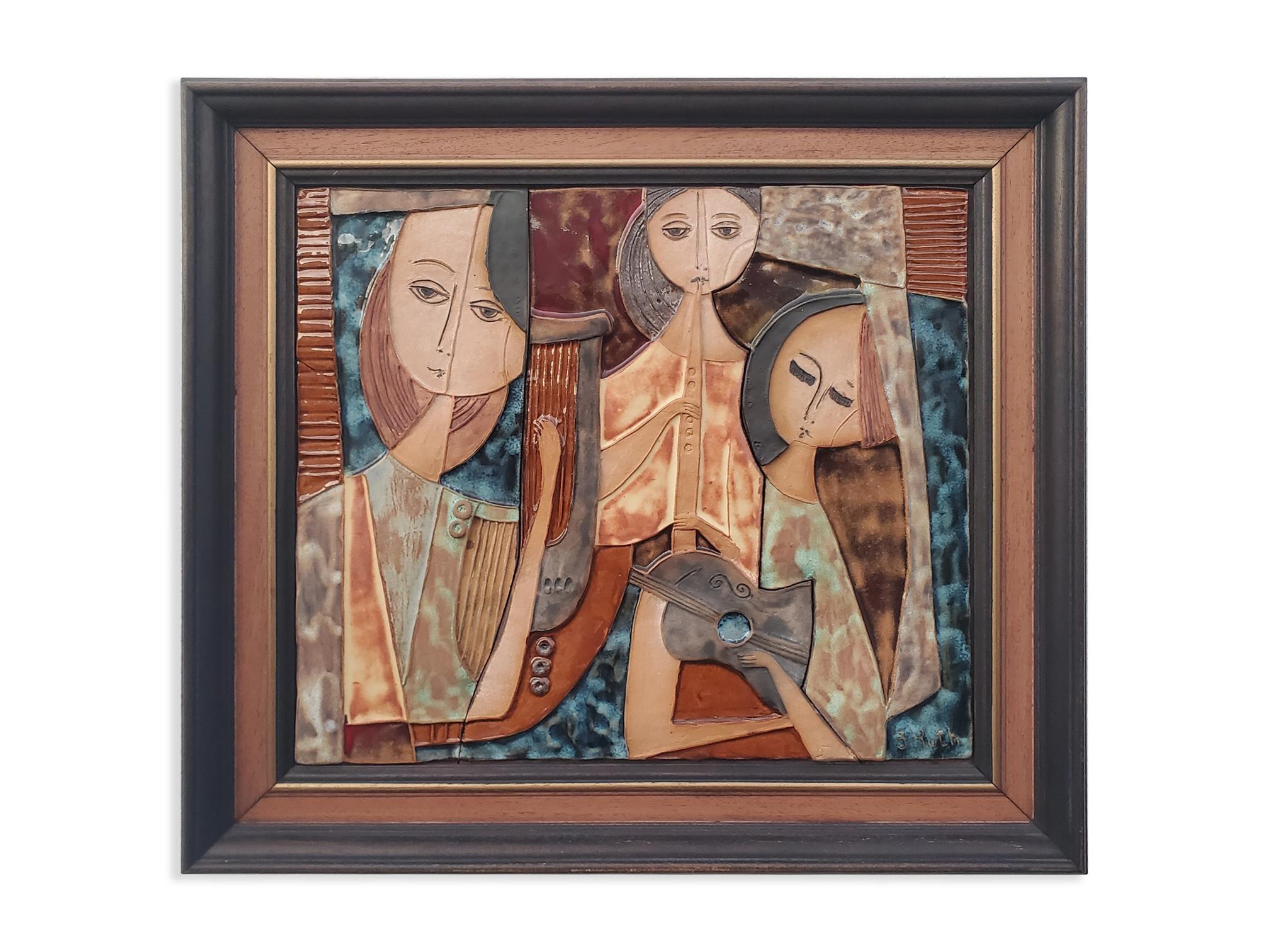 20ième siècle Ruth Faktorowicz, carreaux de céramique figuratifs israéliens modernistes en vente
