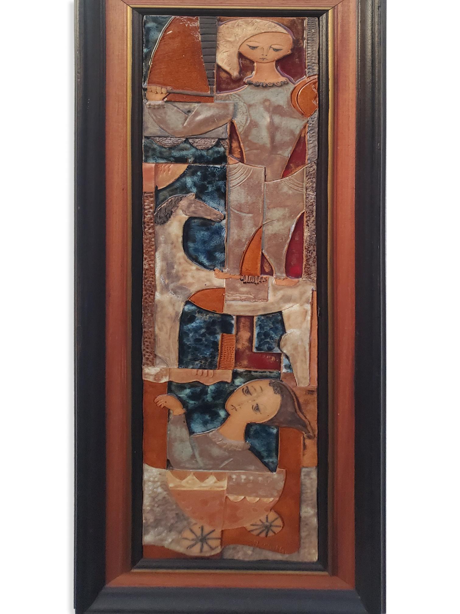 Ruth Faktor Faktorowicz Modernist Israeli Figurative Ceramic Tile Wall Art For Sale 1