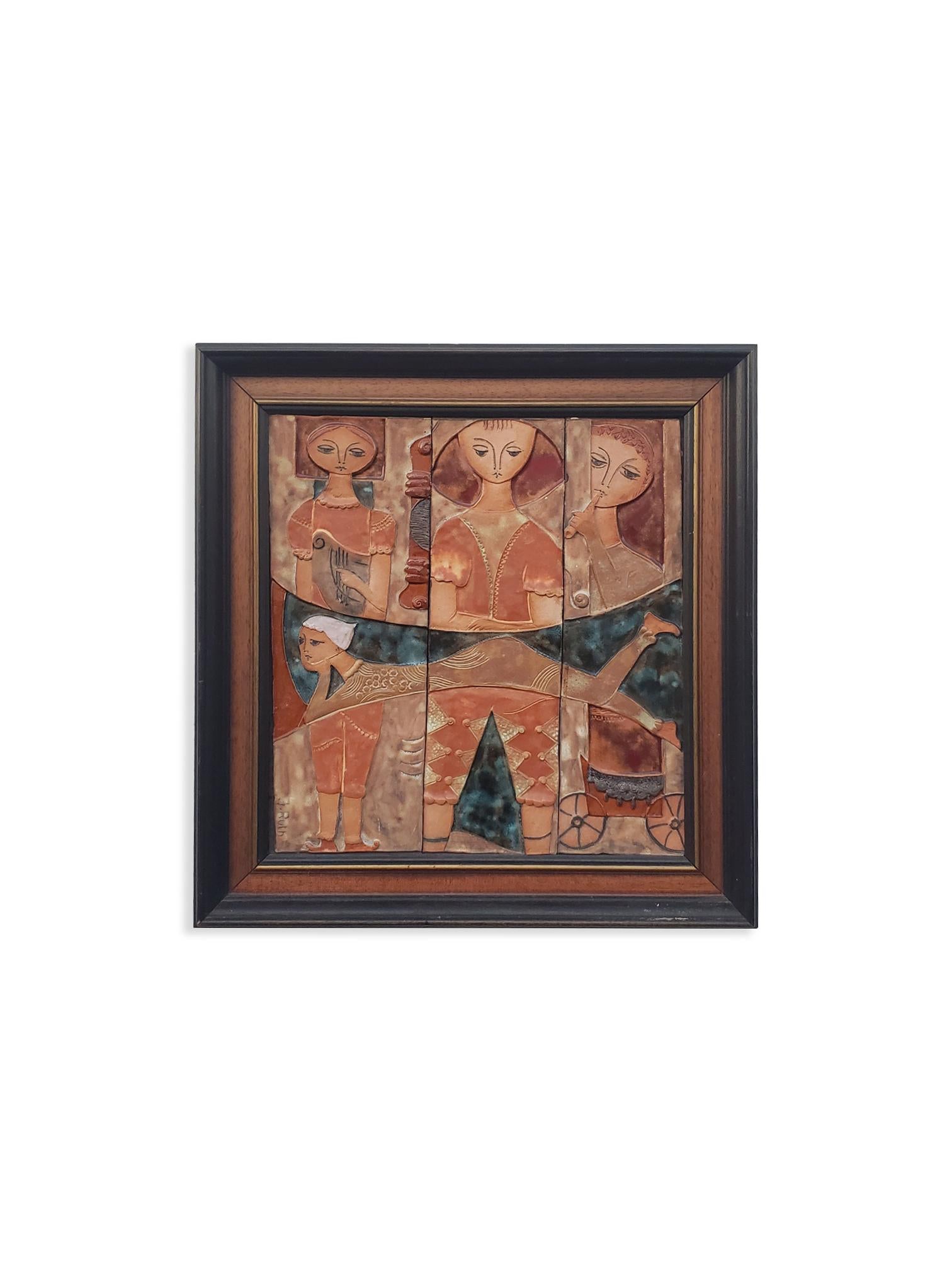 Ruth Faktor Faktorowicz Arte de pared figurativo israelí modernista en azulejos de cerámica Cerámico en venta