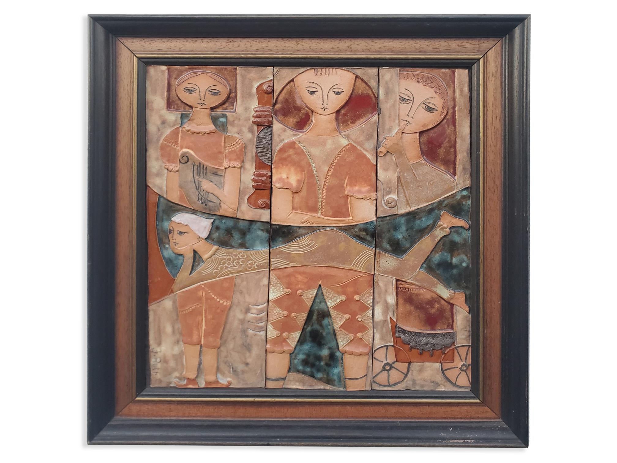 Ruth Faktor Faktorowicz Arte de pared figurativo israelí modernista en azulejos de cerámica en venta 1
