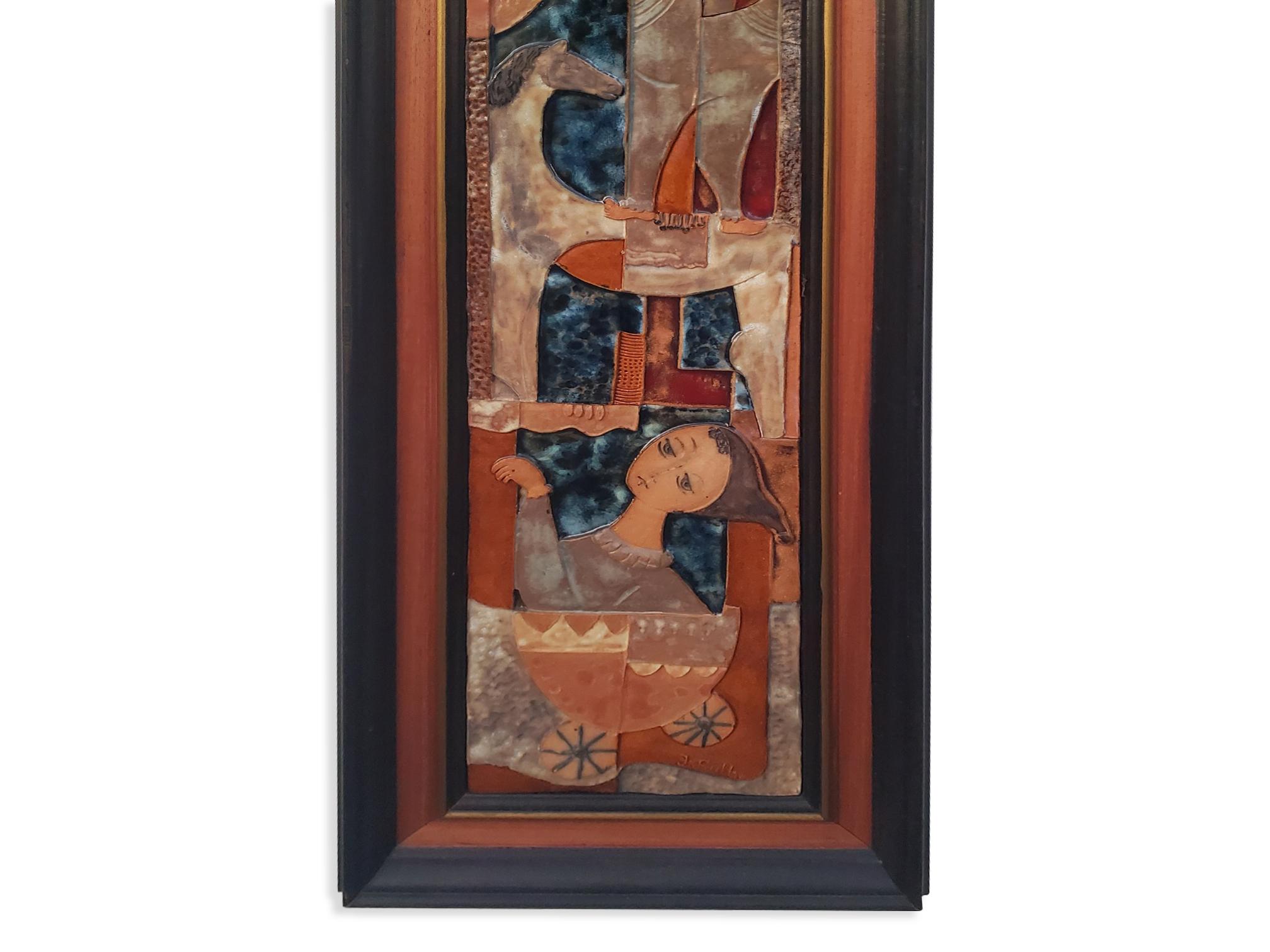 Ruth Faktor Faktorowicz Modernist Israeli Figurative Ceramic Tile Wall Art For Sale 3