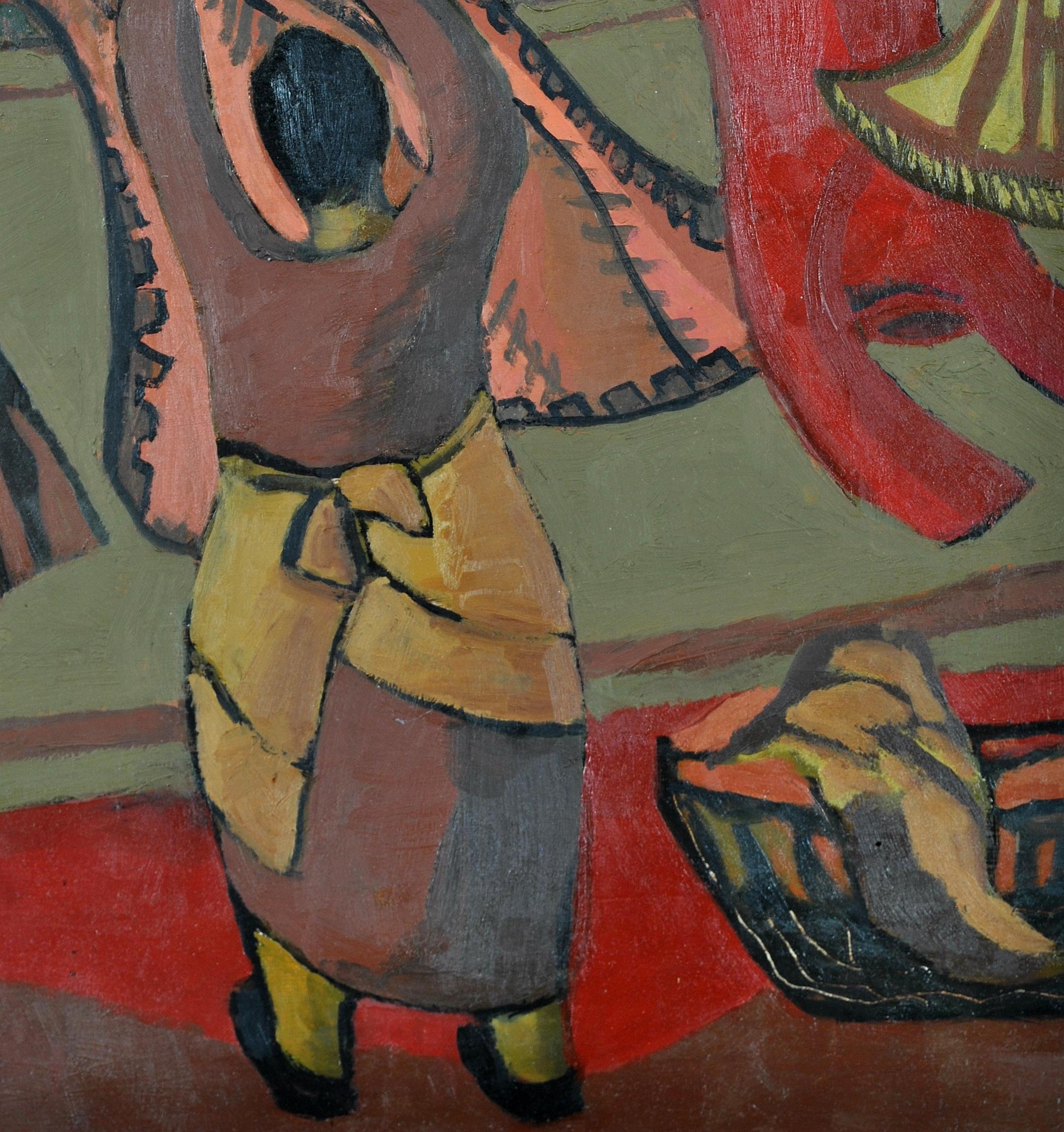 Wash Day - Modern British Figurative Hanging Washing in Garden Oil Painting For Sale 3