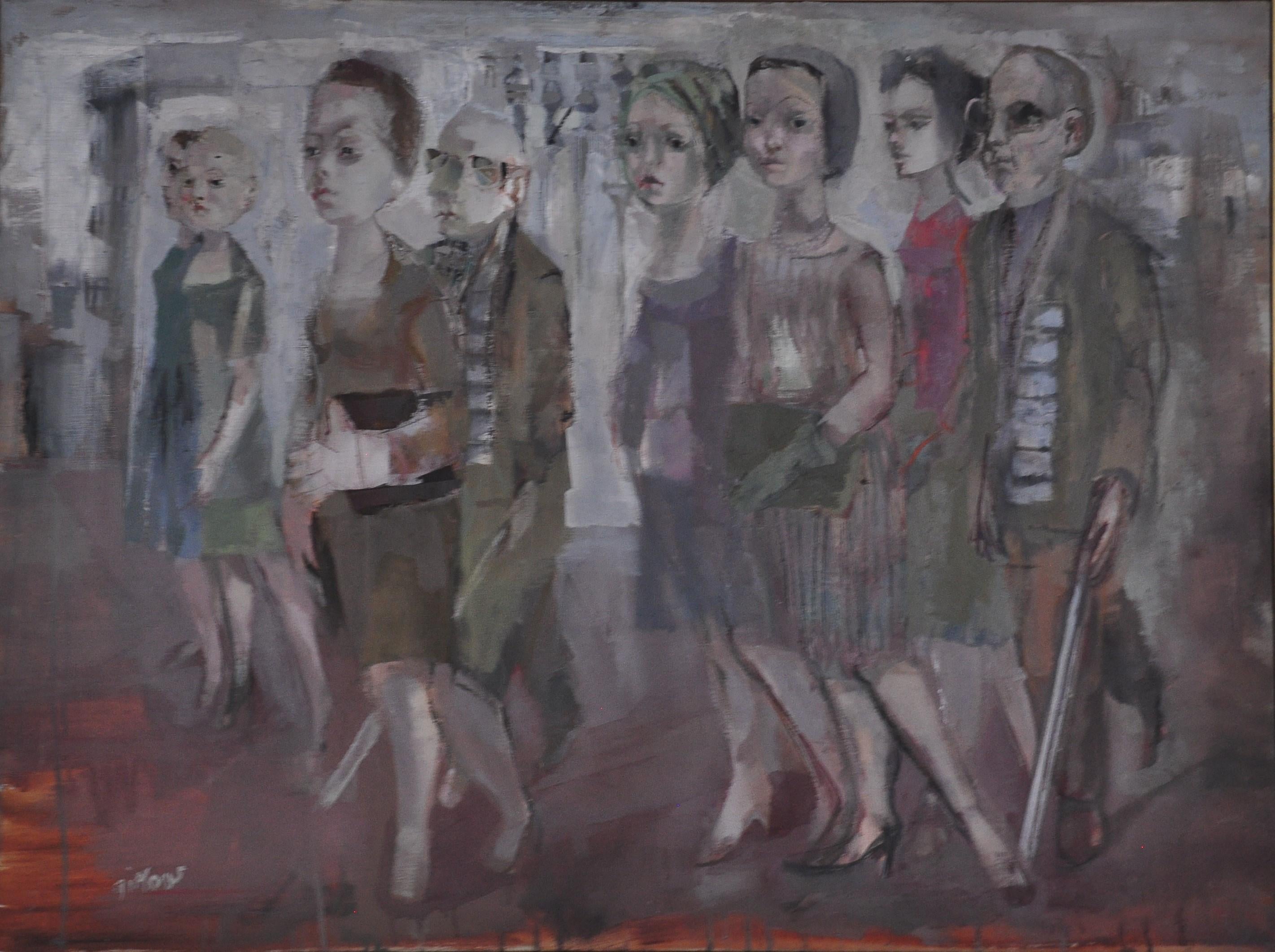 Ruth Gikow Portrait Painting – Madrid Street Scene
