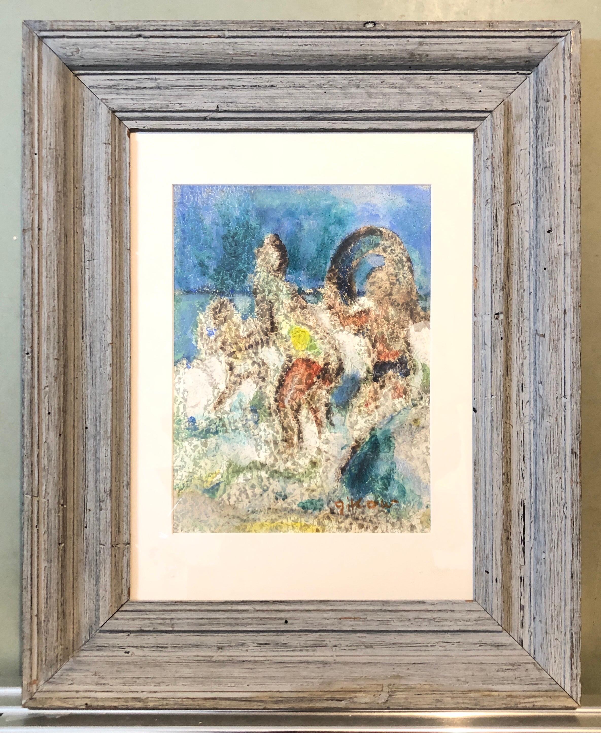 Modernist Beach Scene Painting, Playing Ball in Surf, WPA Jewish Woman Artist For Sale 2