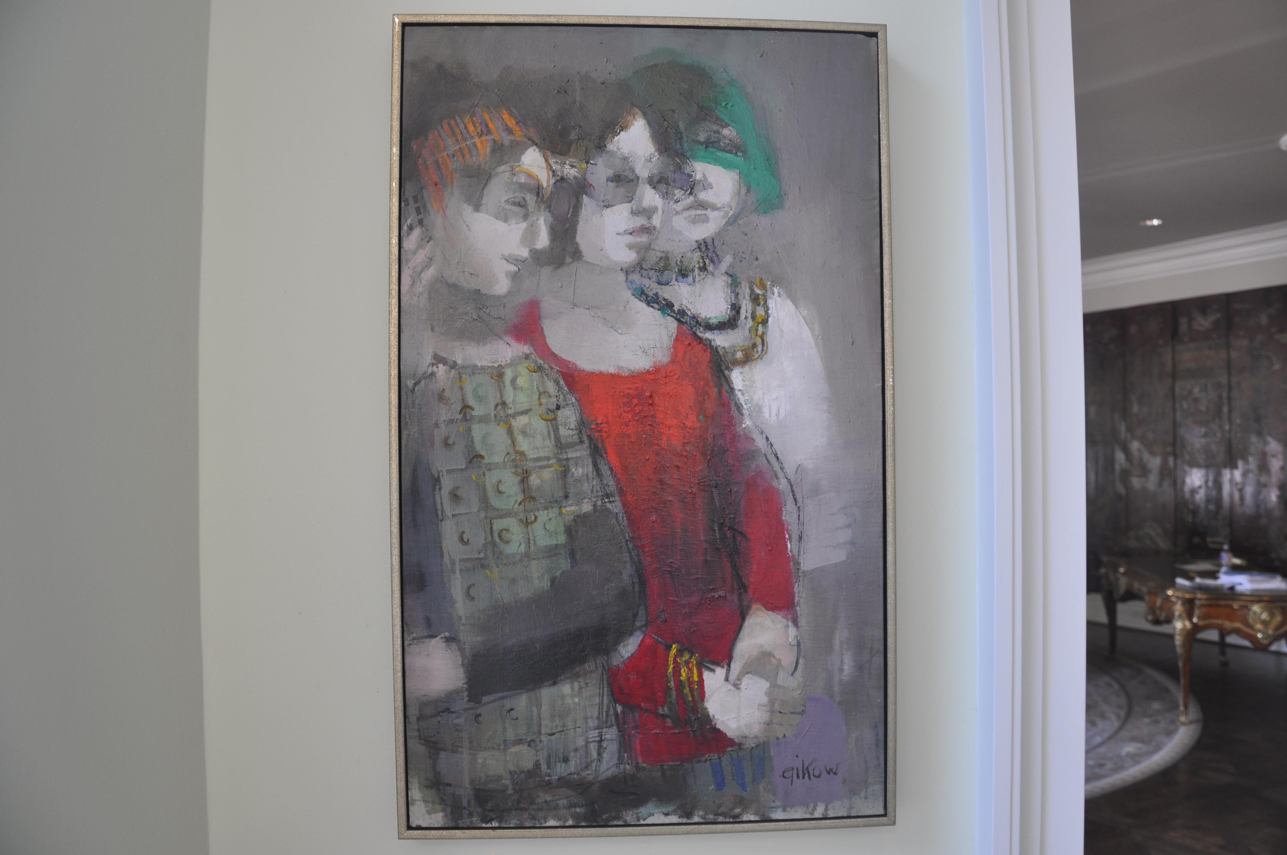 Three 60s Girls - Post-War Painting by Ruth Gikow