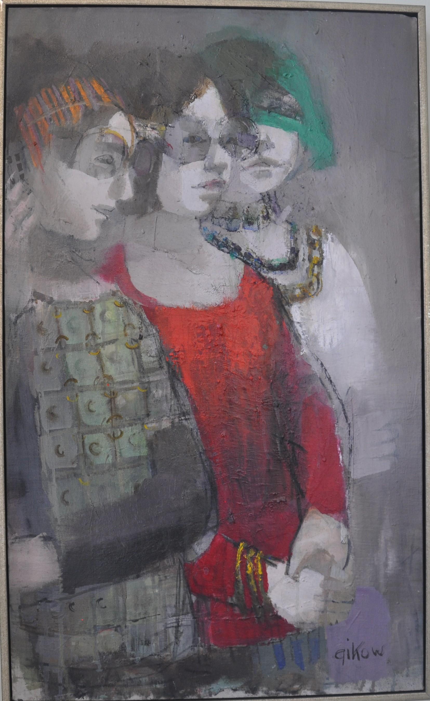 Three 60s Girls - Painting by Ruth Gikow