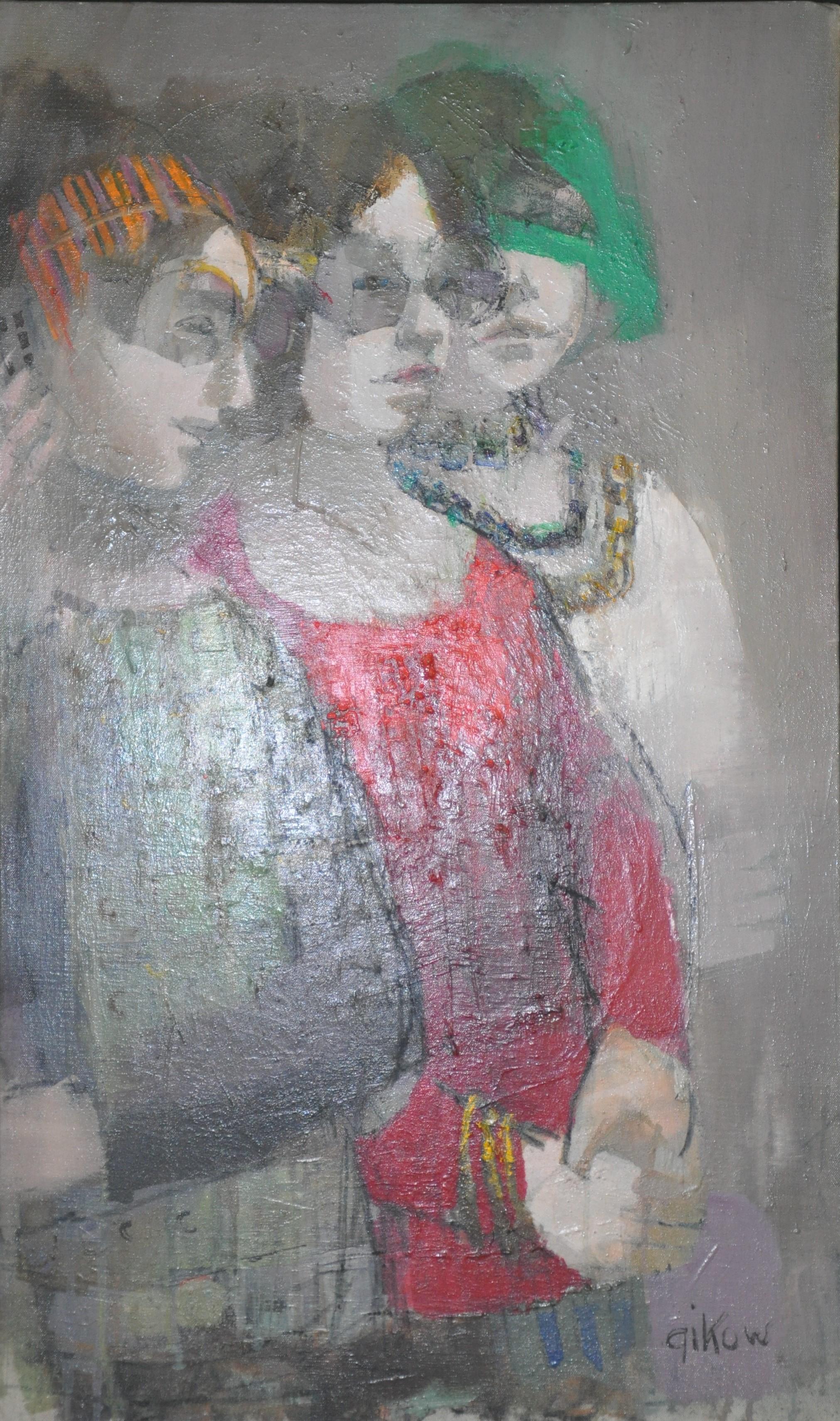 Ruth Gikow Portrait Painting - Three 60s Girls