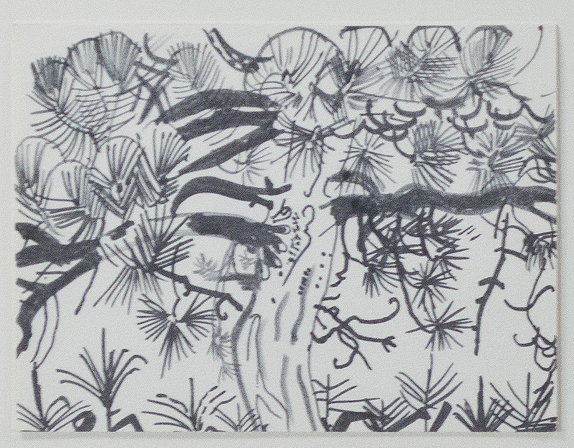 « Pine Tree », lithographie offset en noir et blanc de Ruth Grotenrath