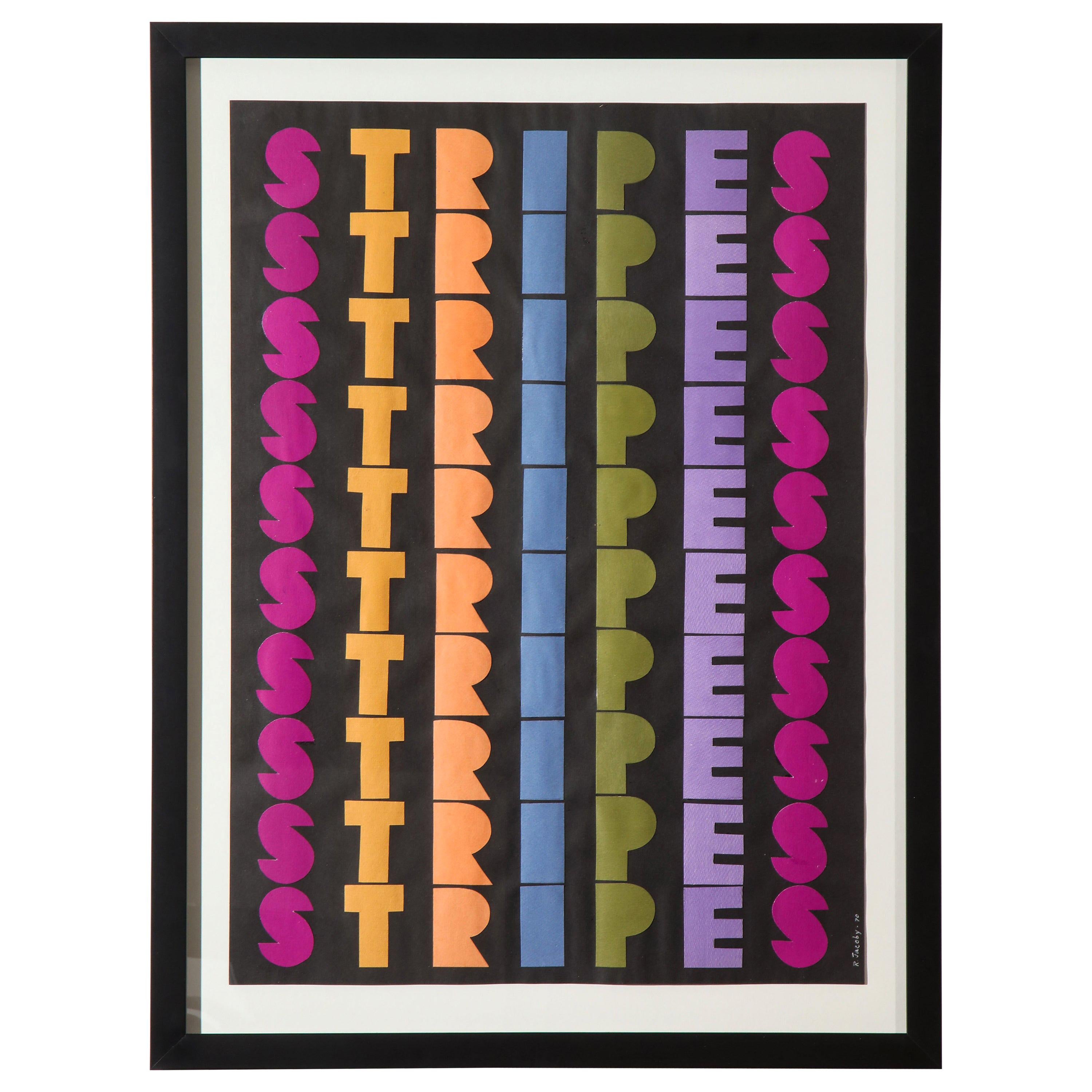 Ruth Jacoby "Stripes", collage, firmato in vendita