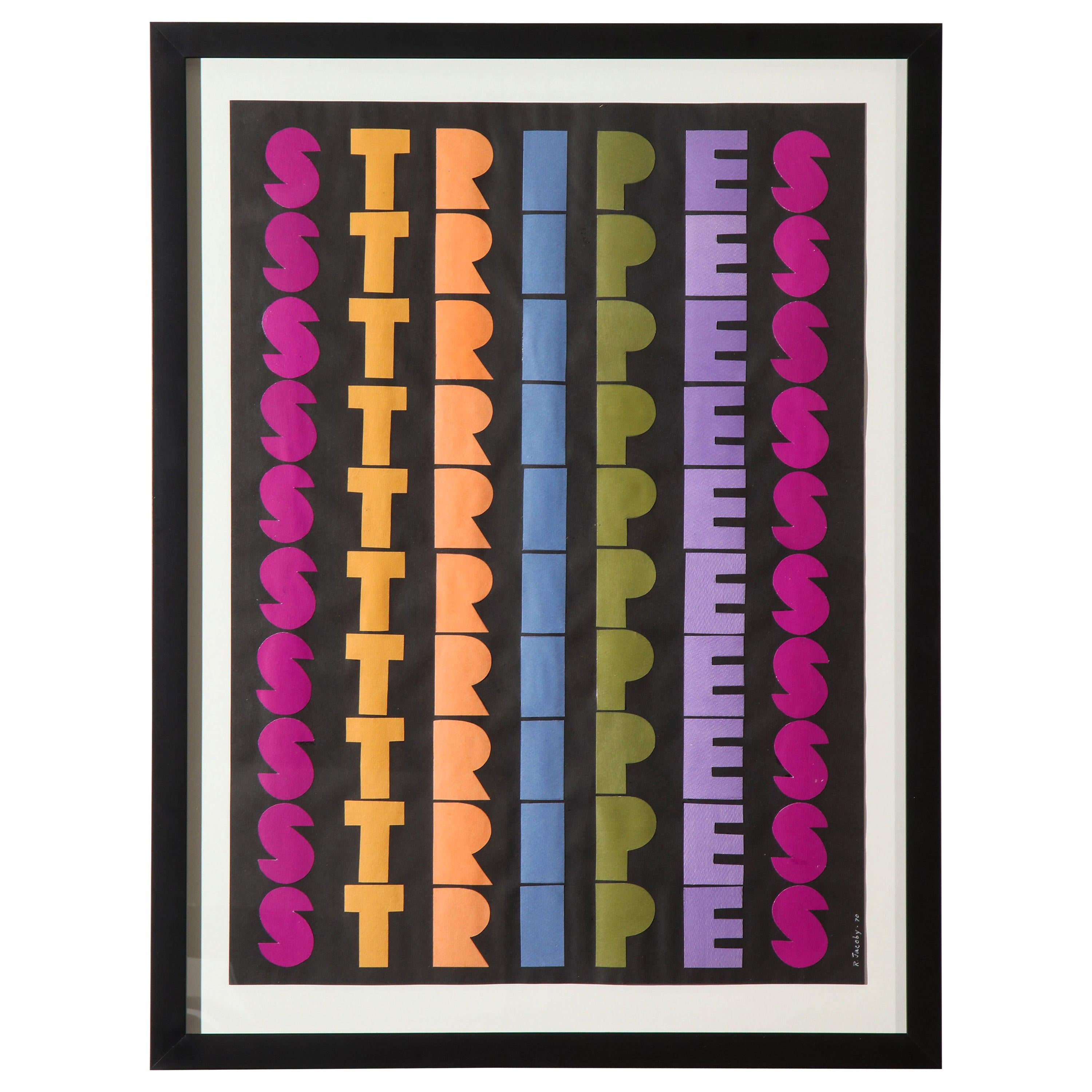 Ruth Jacoby "Stripes", Collage, Signed For Sale