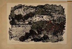 Abstrakte Landschaft Farblithographie Griechenland Ruth Kerkovius Lithographin, Lithographin