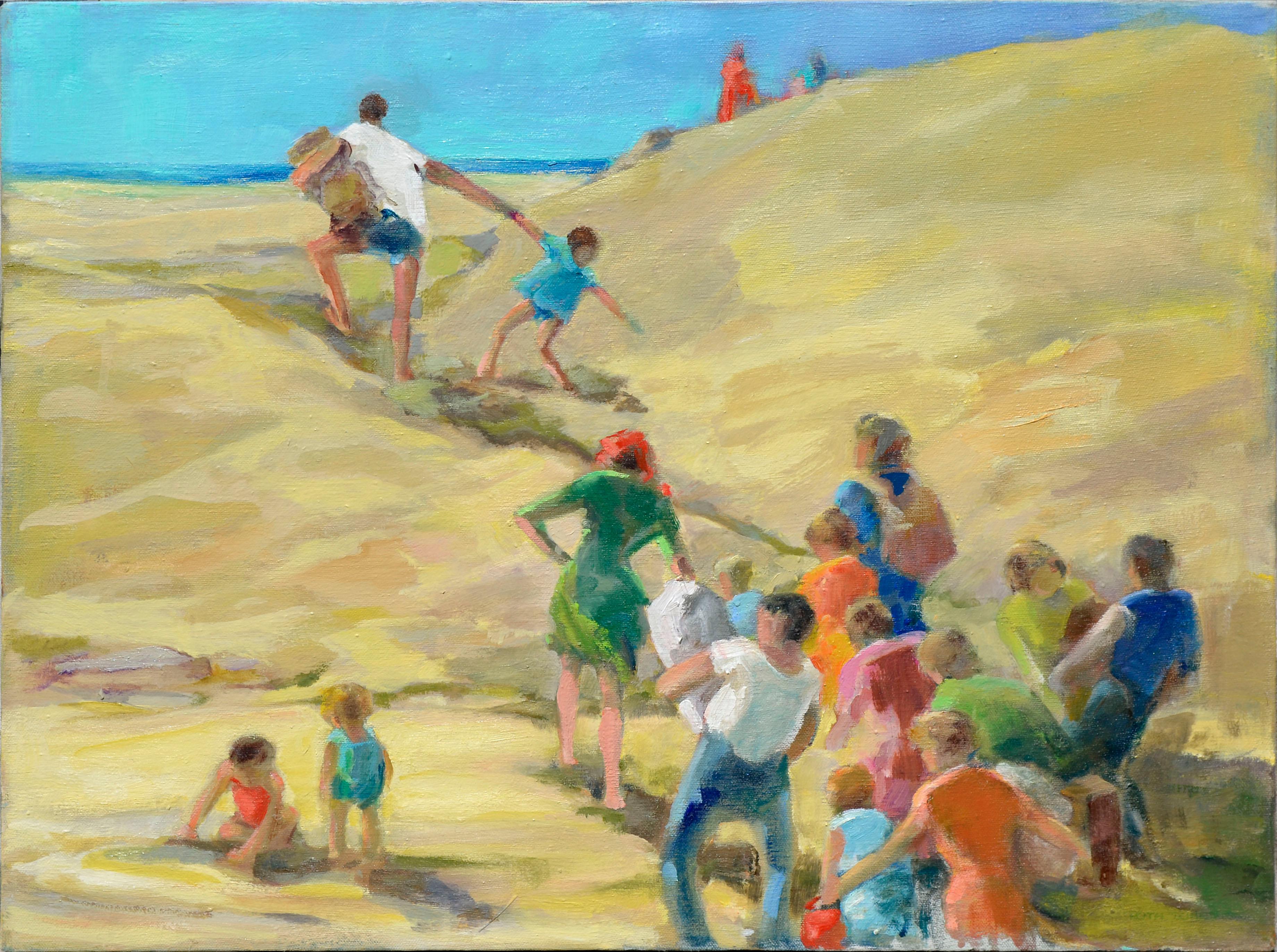 San Francisco Beach Day 1960 - Painting by Ruth Kinkead Duhring