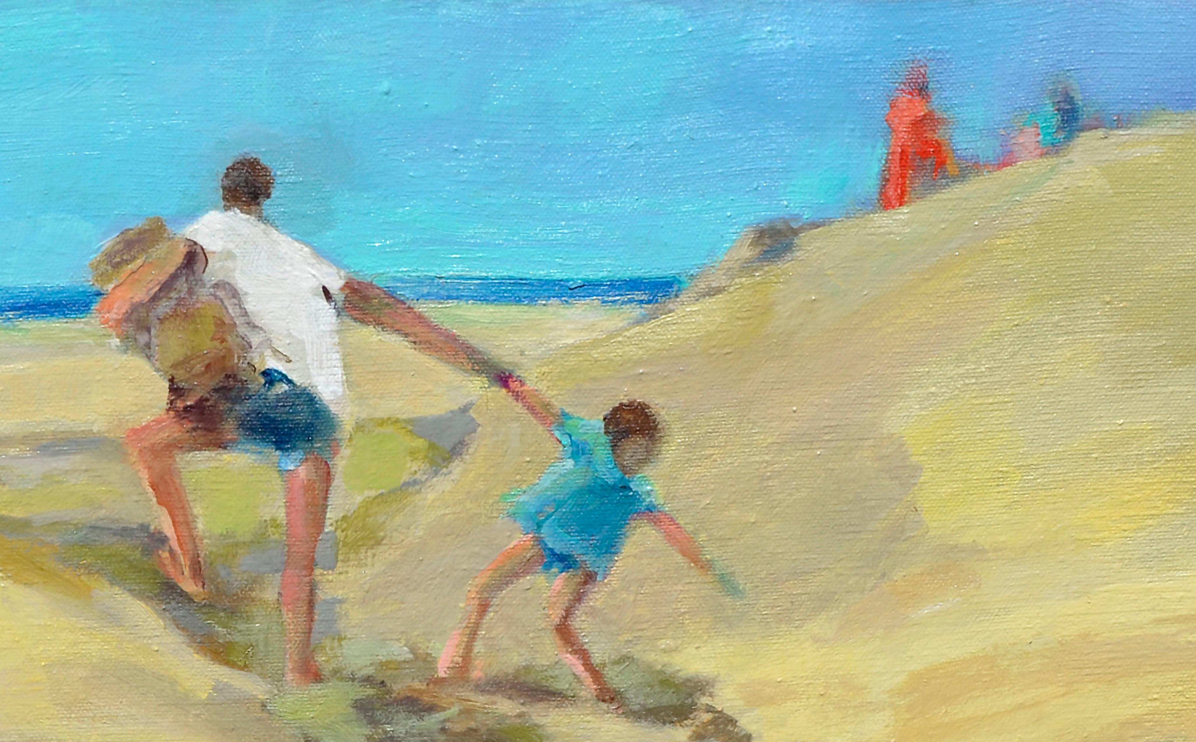 San Francisco Beach Day 1960 - American Impressionist Painting by Ruth Kinkead Duhring