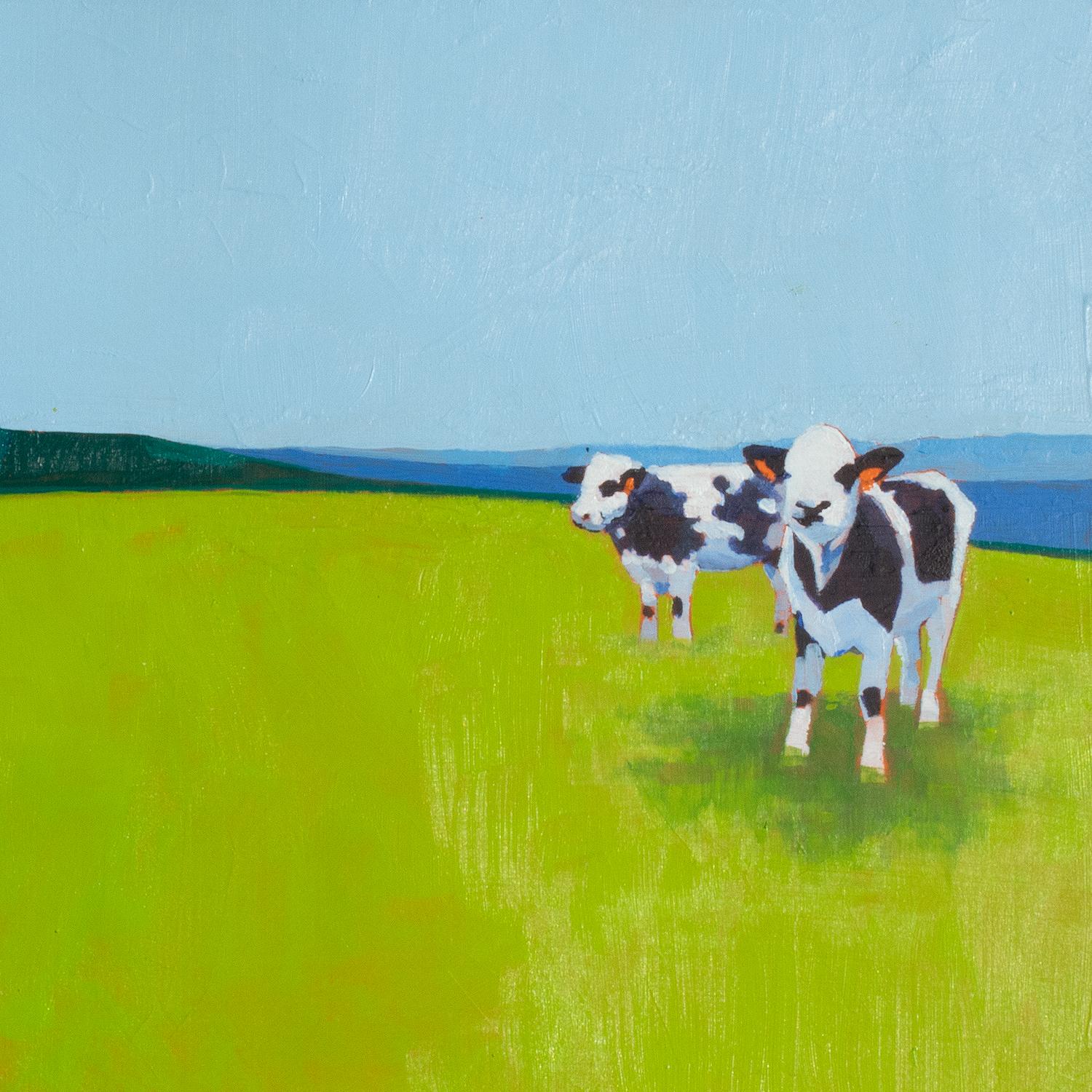 Cows in the Field, Original Painting - Art by Ruth LaGue