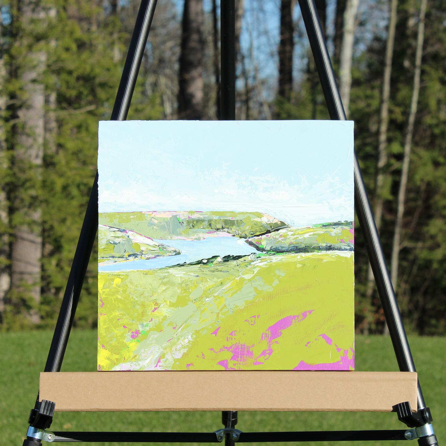 <p>Artist Comments<br />An abstract view of green rolling hills and a lake, inspired by the Lake District in England. 