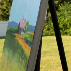 Pink Roof White Birch, Original Painting