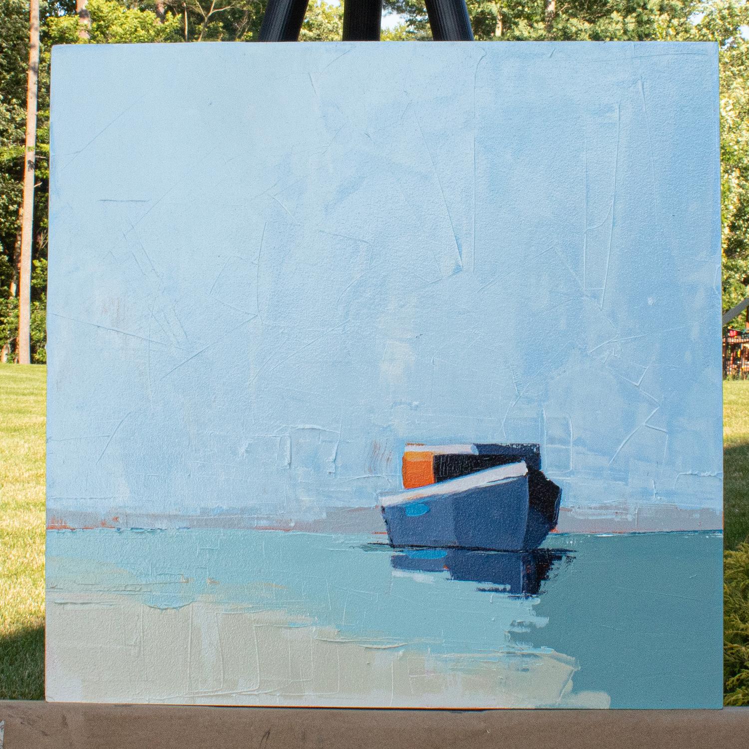 Aquarelles et bateaux au repos, peinture d'origine - Contemporain Painting par Ruth LaGue