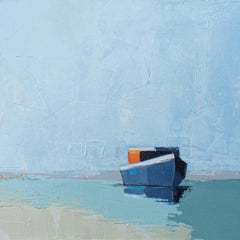 Aquarelles et bateaux au repos, peinture d'origine