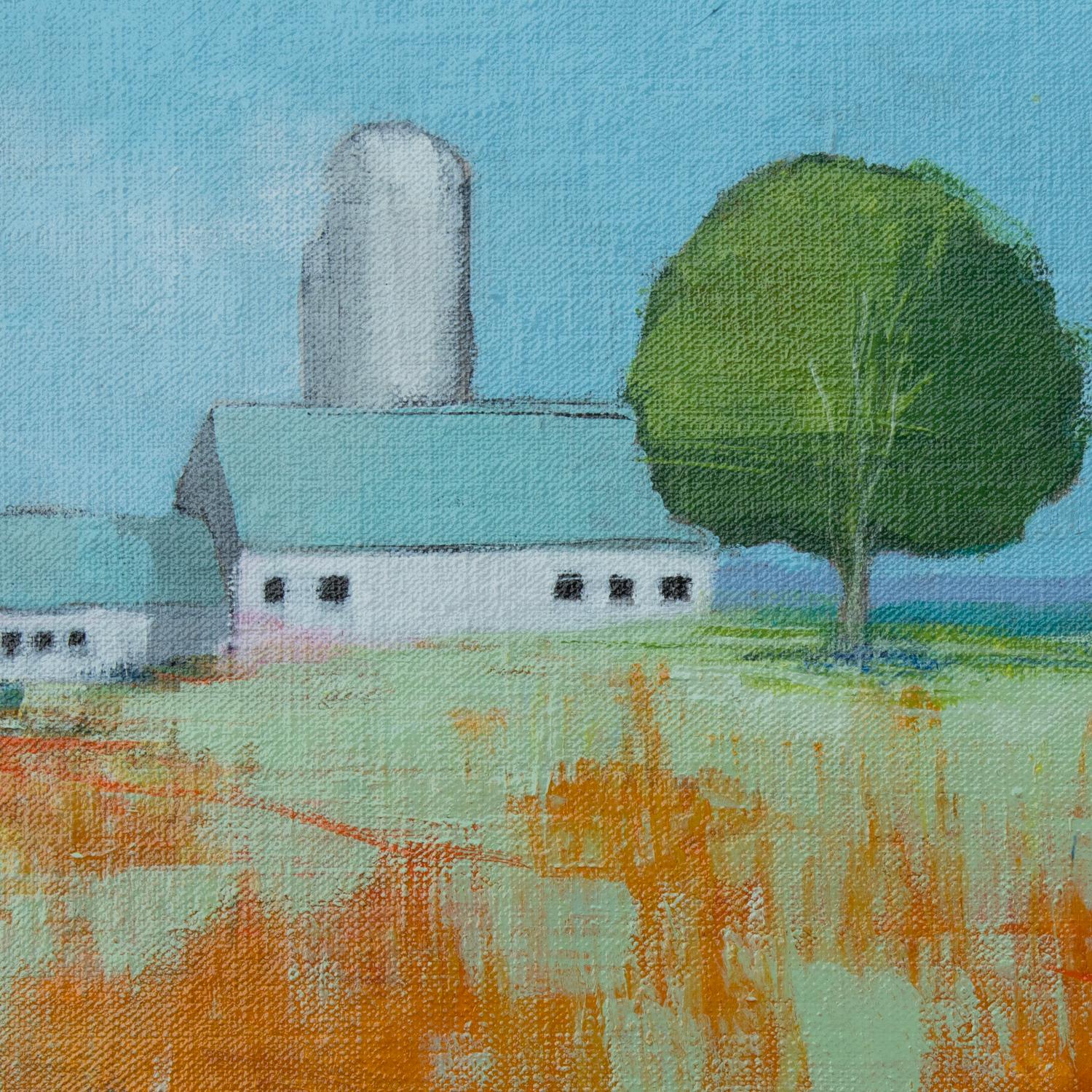 Silo and Barn, Original Painting - Impressionist Art by Ruth LaGue
