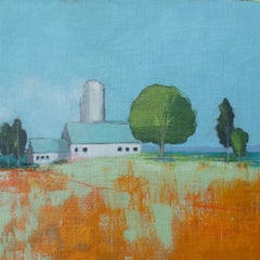 Used Silo and Barn, Original Painting