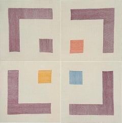 Plain Weave Grid (Solferino Violet, Vermillion Red, Cerulean Blue, Indian Yellow