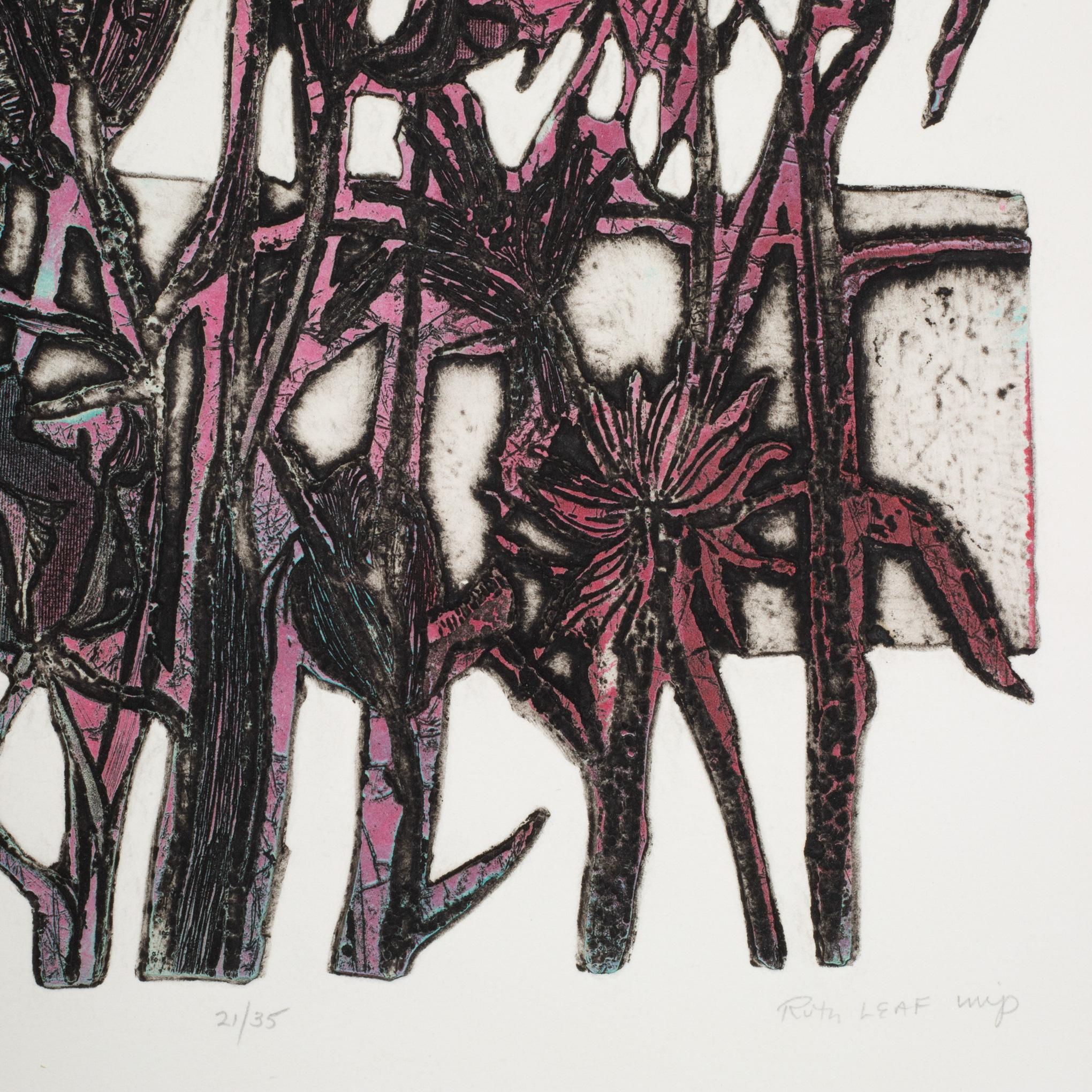 Ruth Leaf, Jardín, Serigrafía Embosada, Aguafuerte Edición Limitada 21/35 Firmado Estadounidense en venta