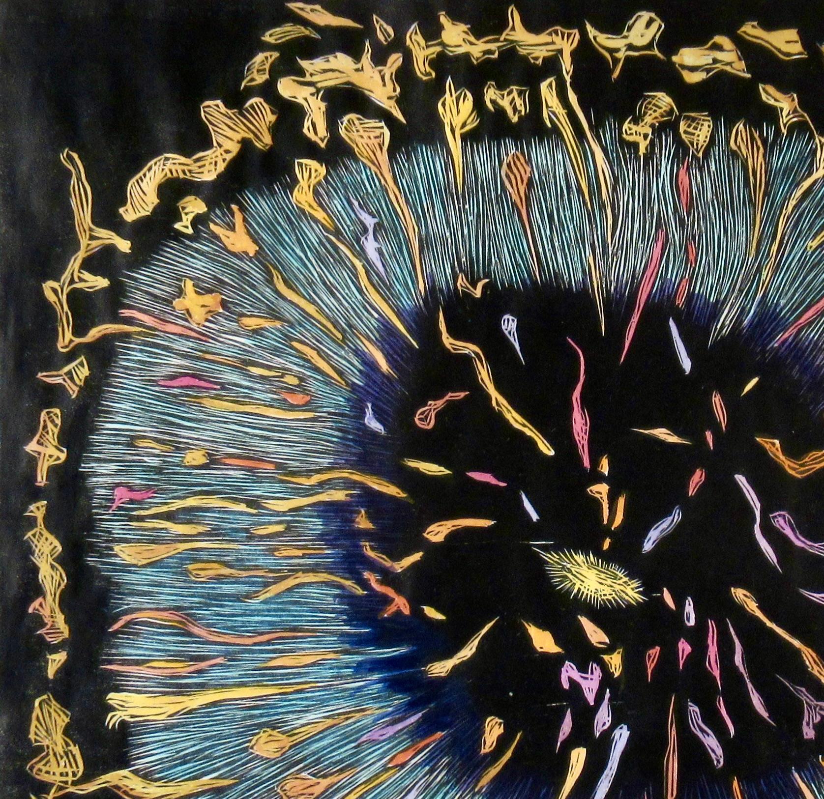 Kosmische Explosion (Abstrakter Expressionismus), Print, von Ruth Leaf