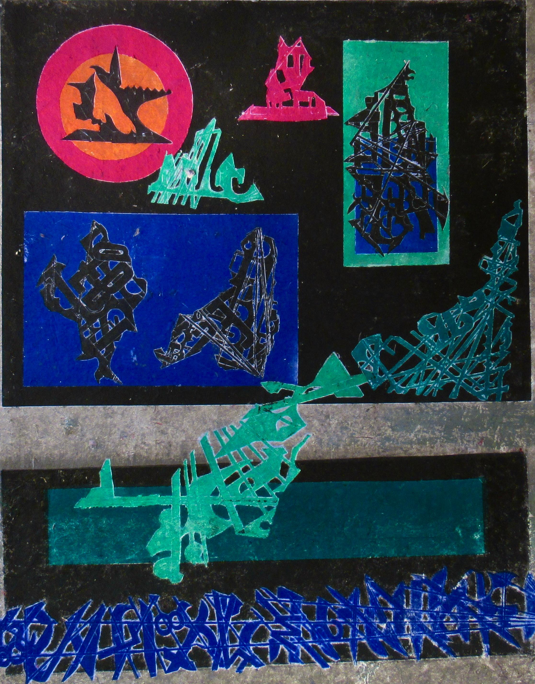 Untitled - Abstract Expressionist Print by Ruth Leaf