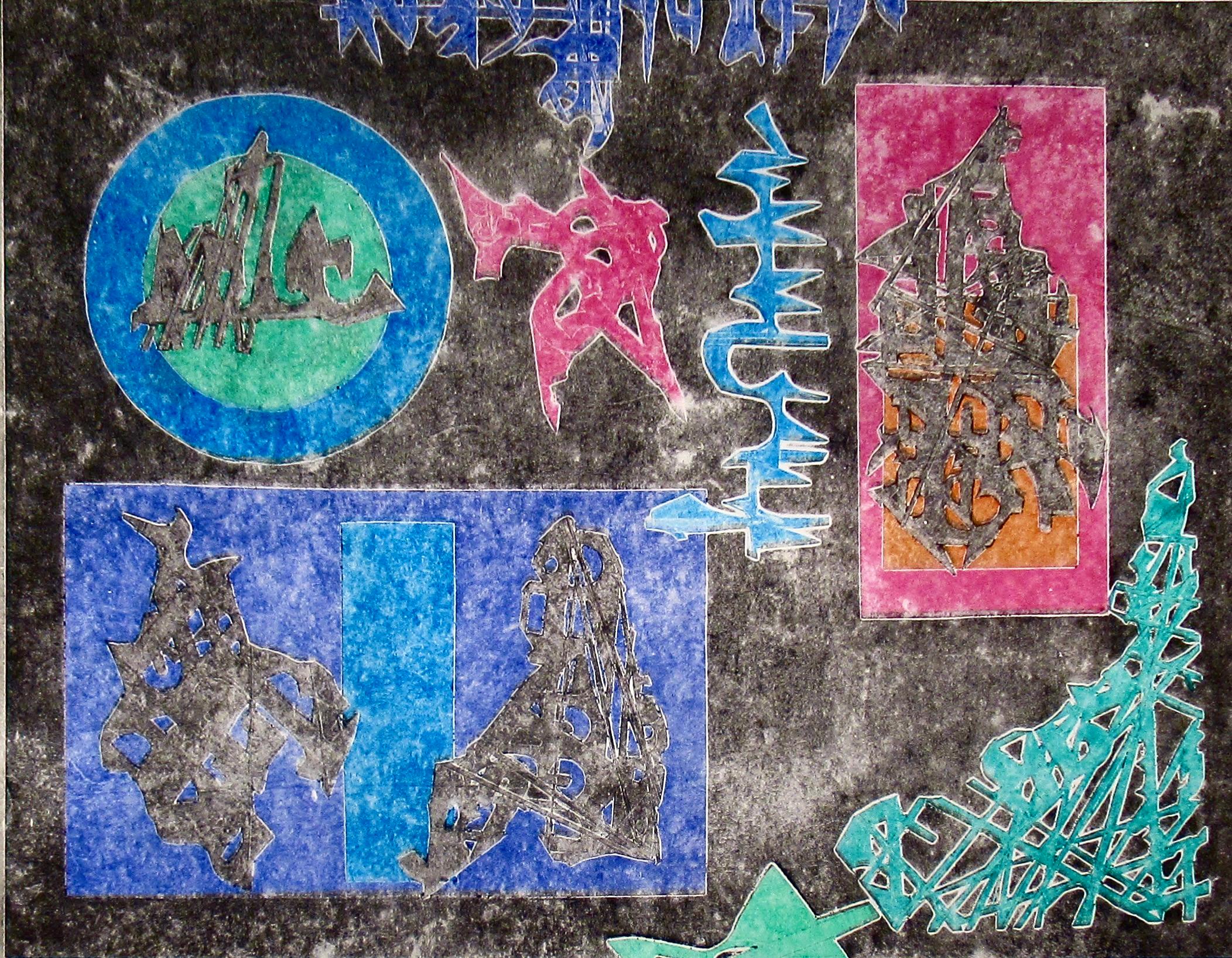 Untitled - Abstract Expressionist Print by Ruth Leaf