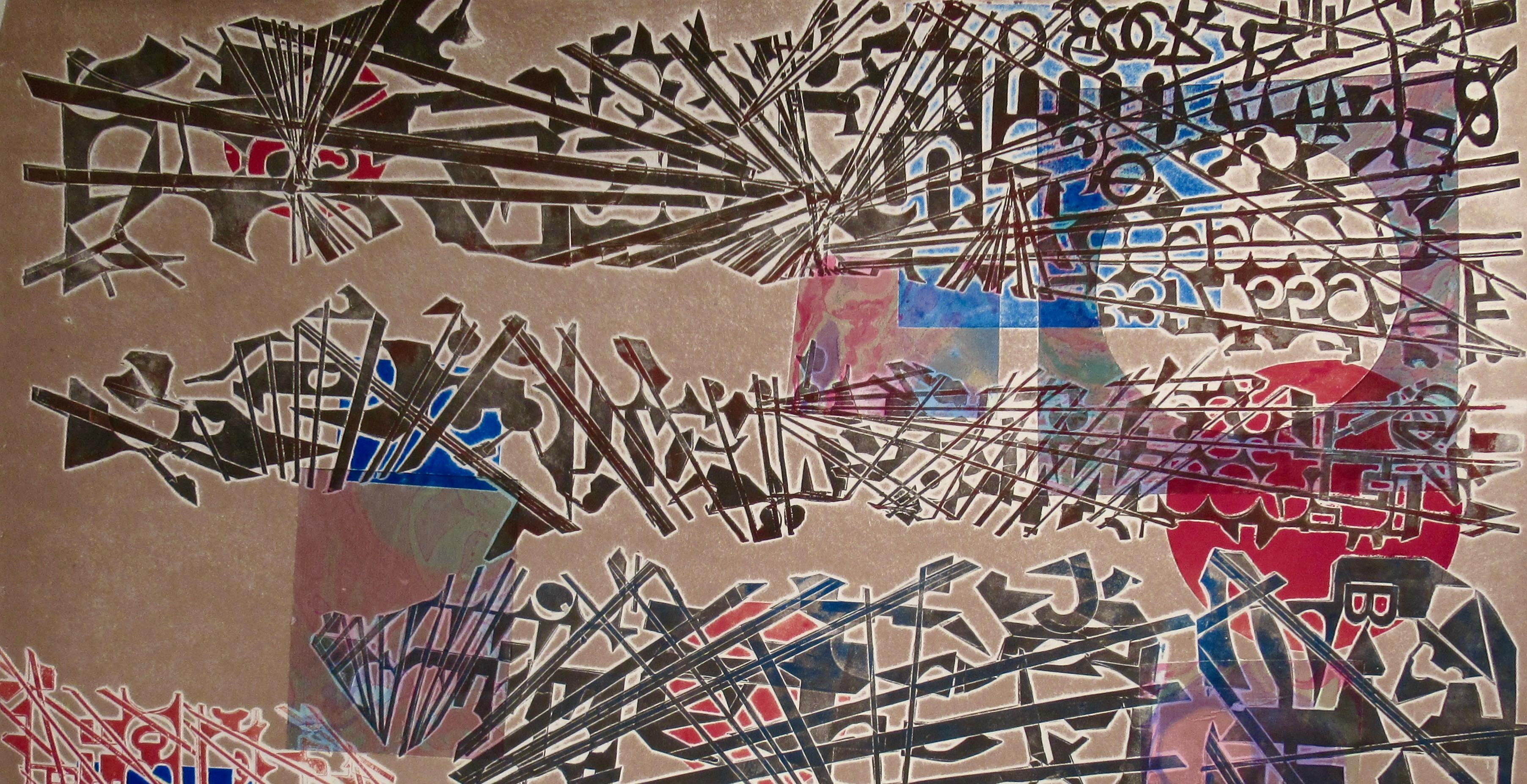 Untitled - Abstract Expressionist Print by Ruth Leaf