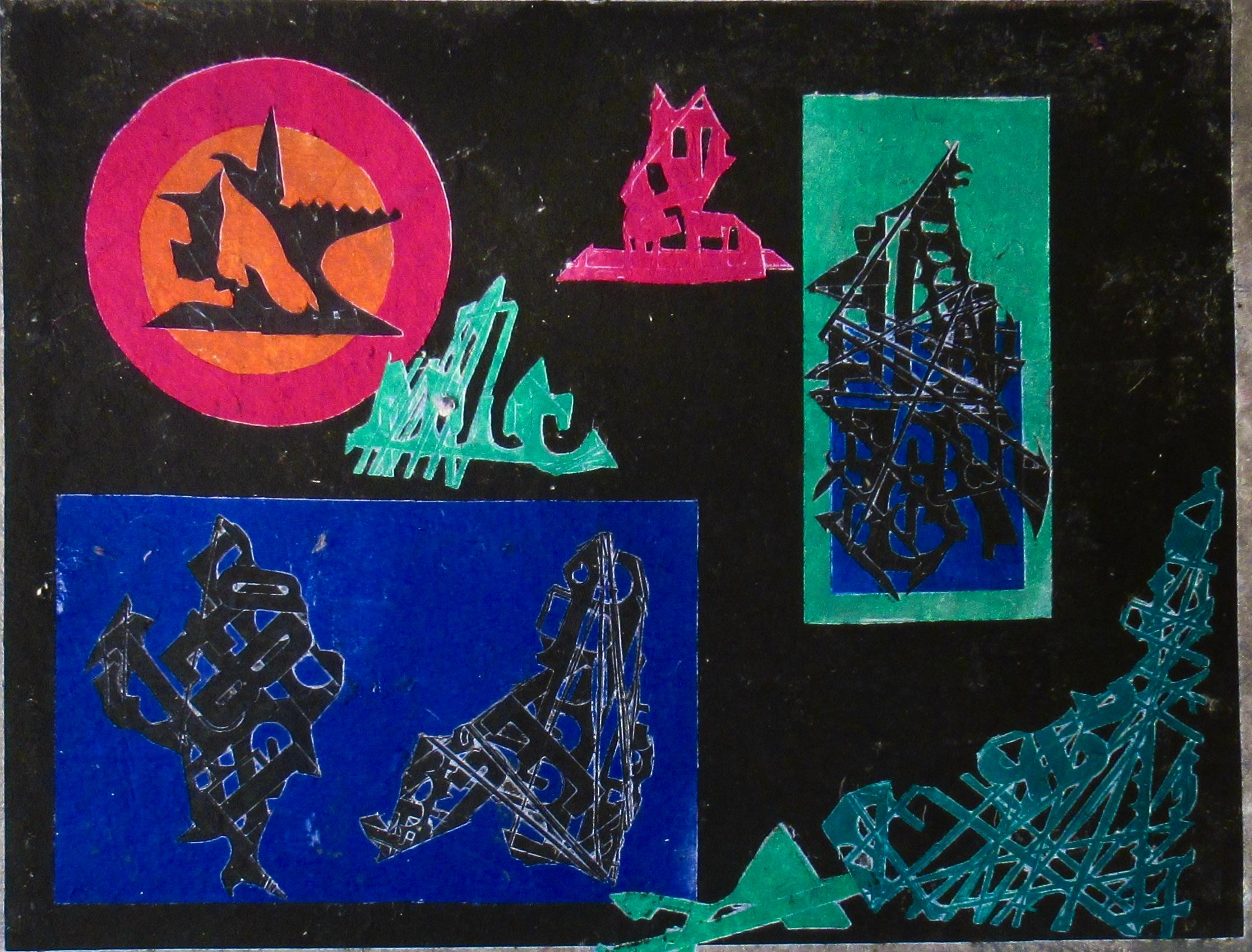 Untitled - Black Abstract Print by Ruth Leaf