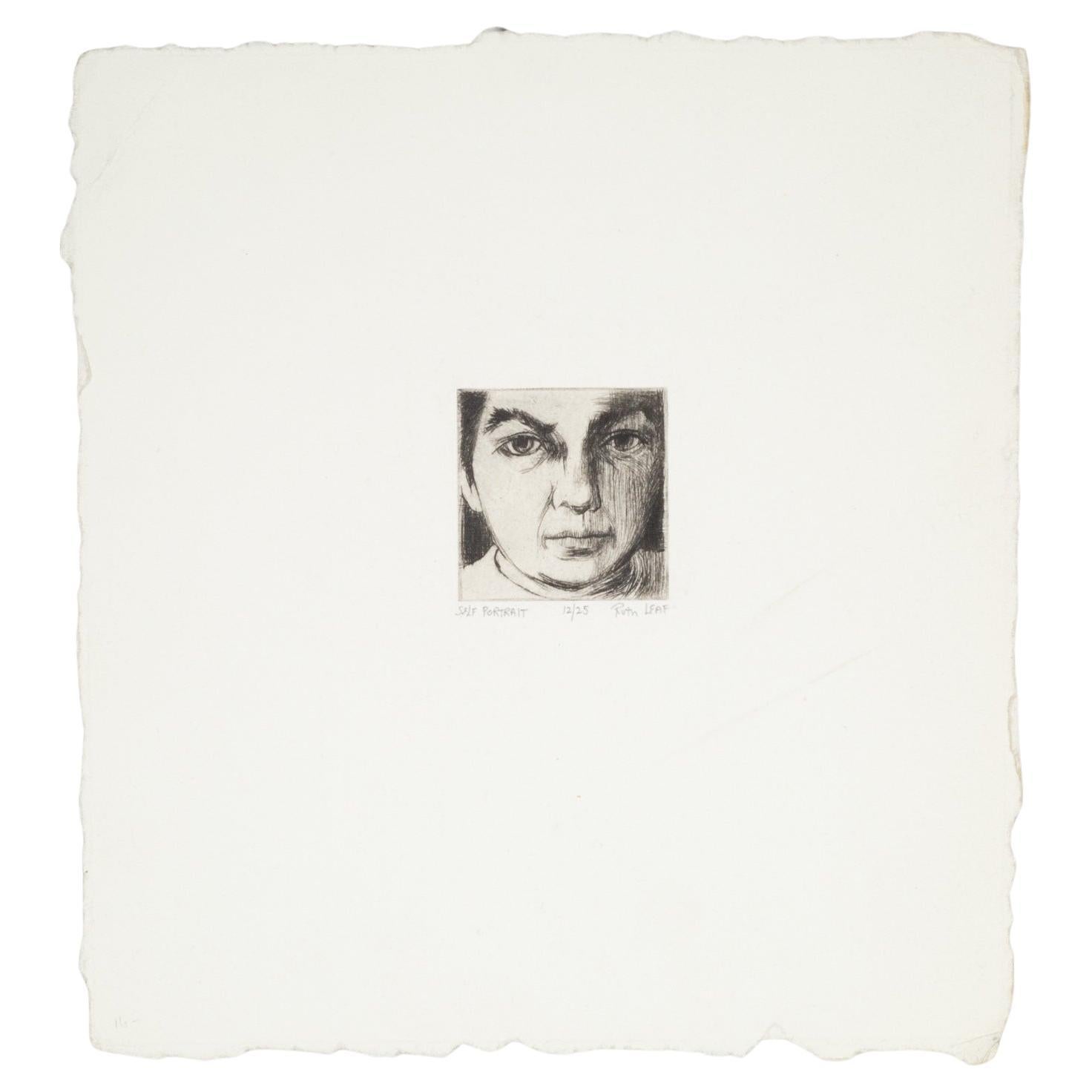 Ruth Leaf, Self-Portrait, stampa in rilievo, acquaforte in edizione limitata 12/25 firmata in vendita