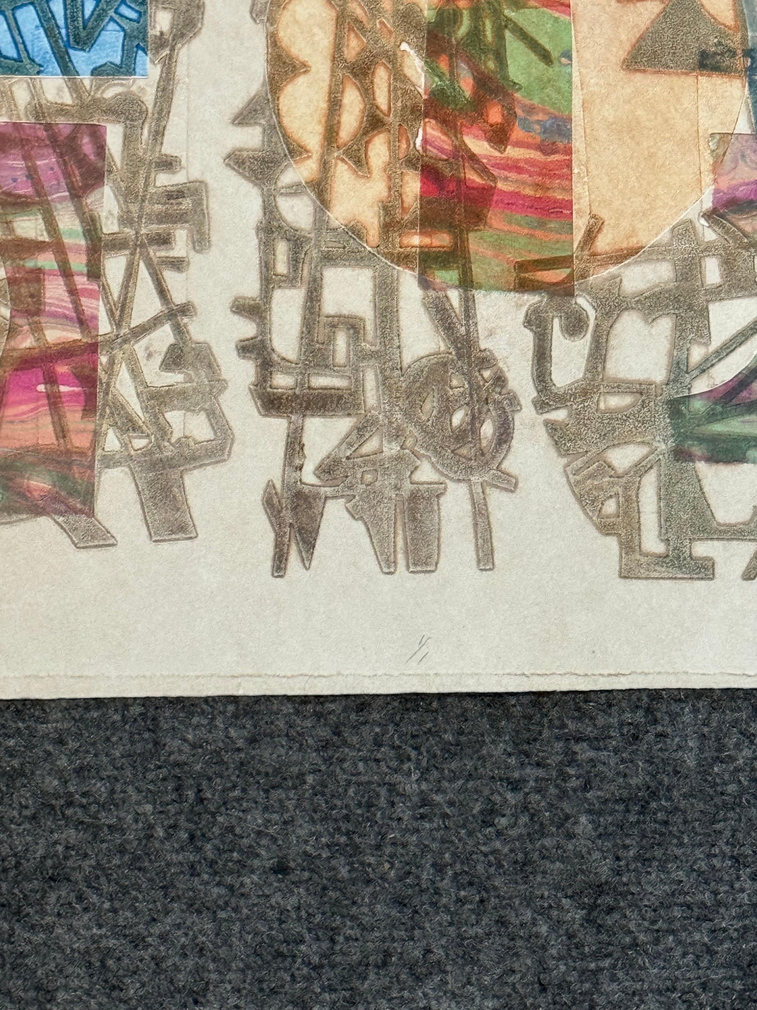Post-Modern Ruth Leaf Signed Woodblock Print 
