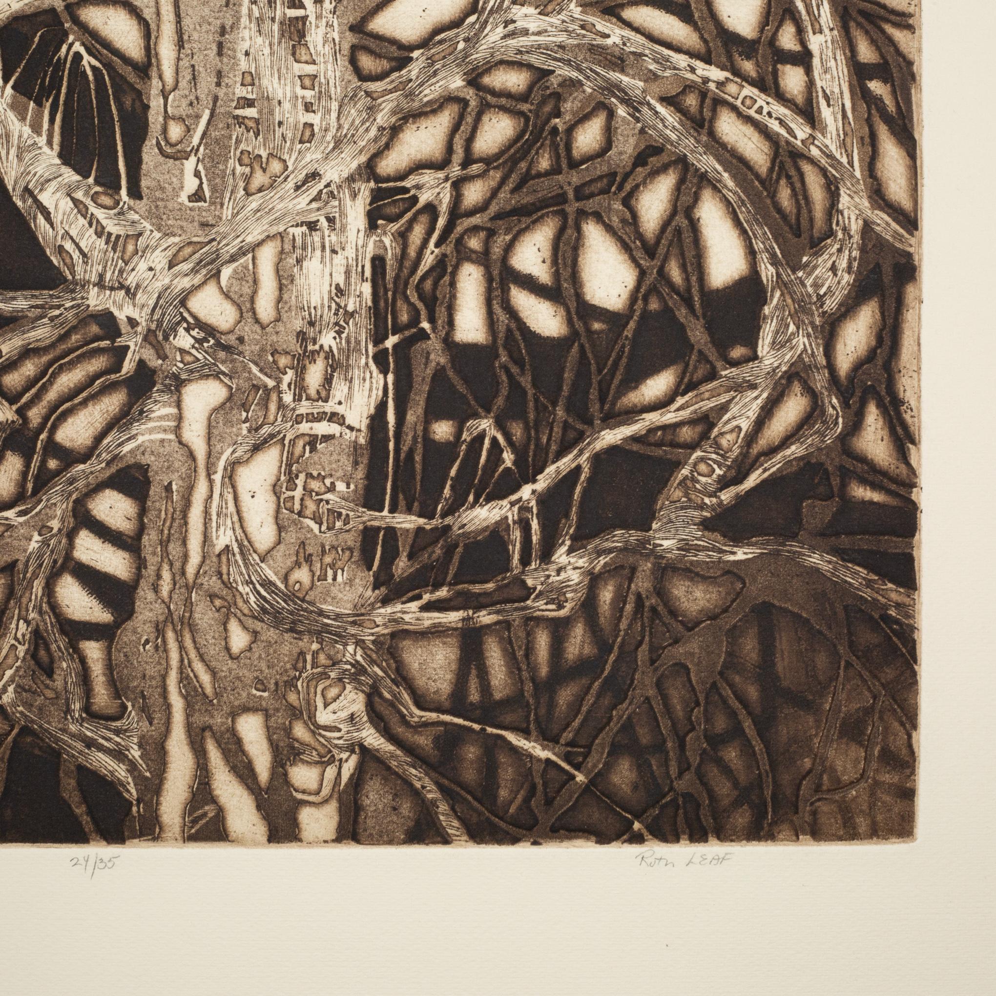 American Ruth Leaf, Tree Forms, Embossed, Limited Edition Etching 24/35 Signed For Sale