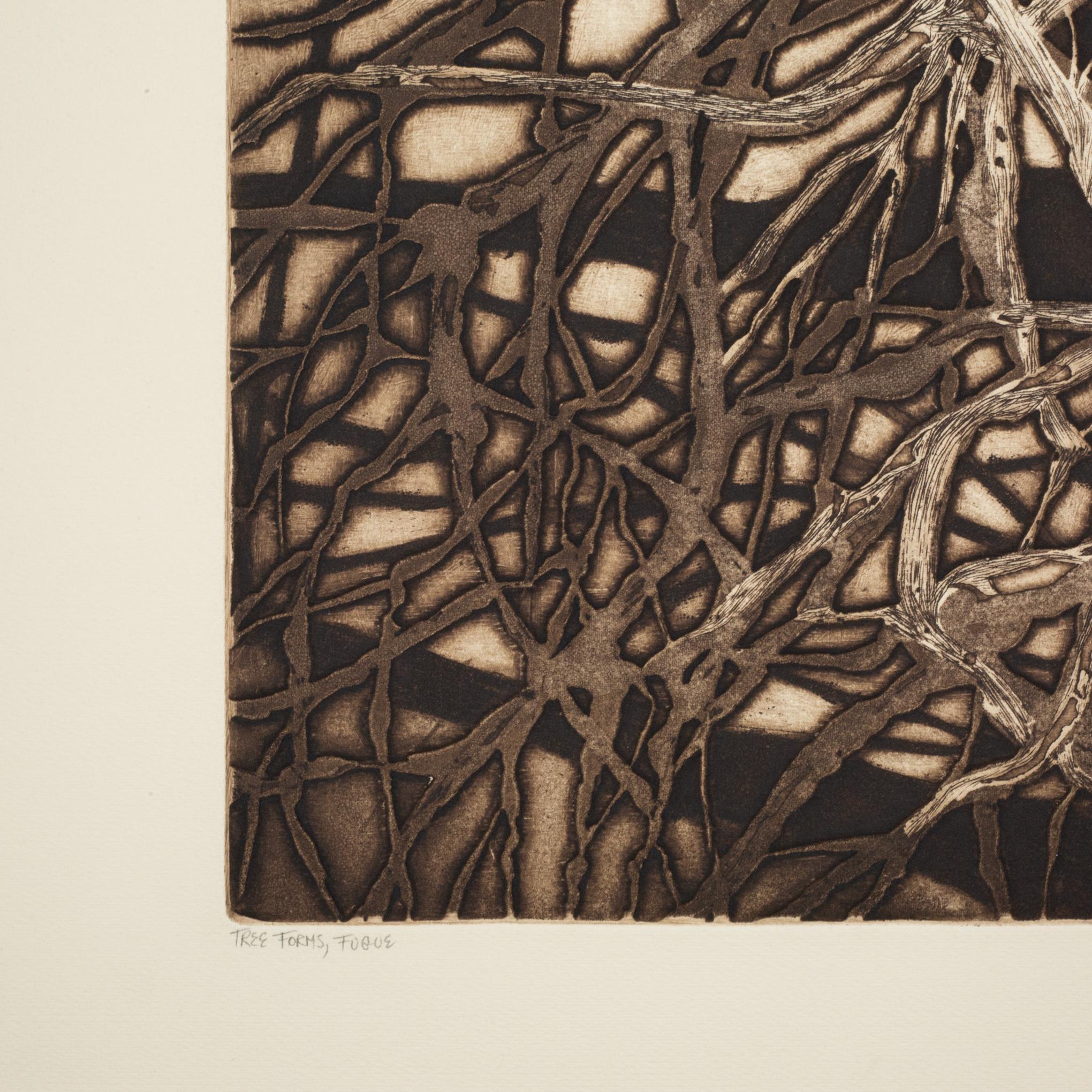 Ruth Leaf, Tree Forms, Embossed, Limited Edition Etching 24/35 Signed In Good Condition For Sale In San Francisco, CA