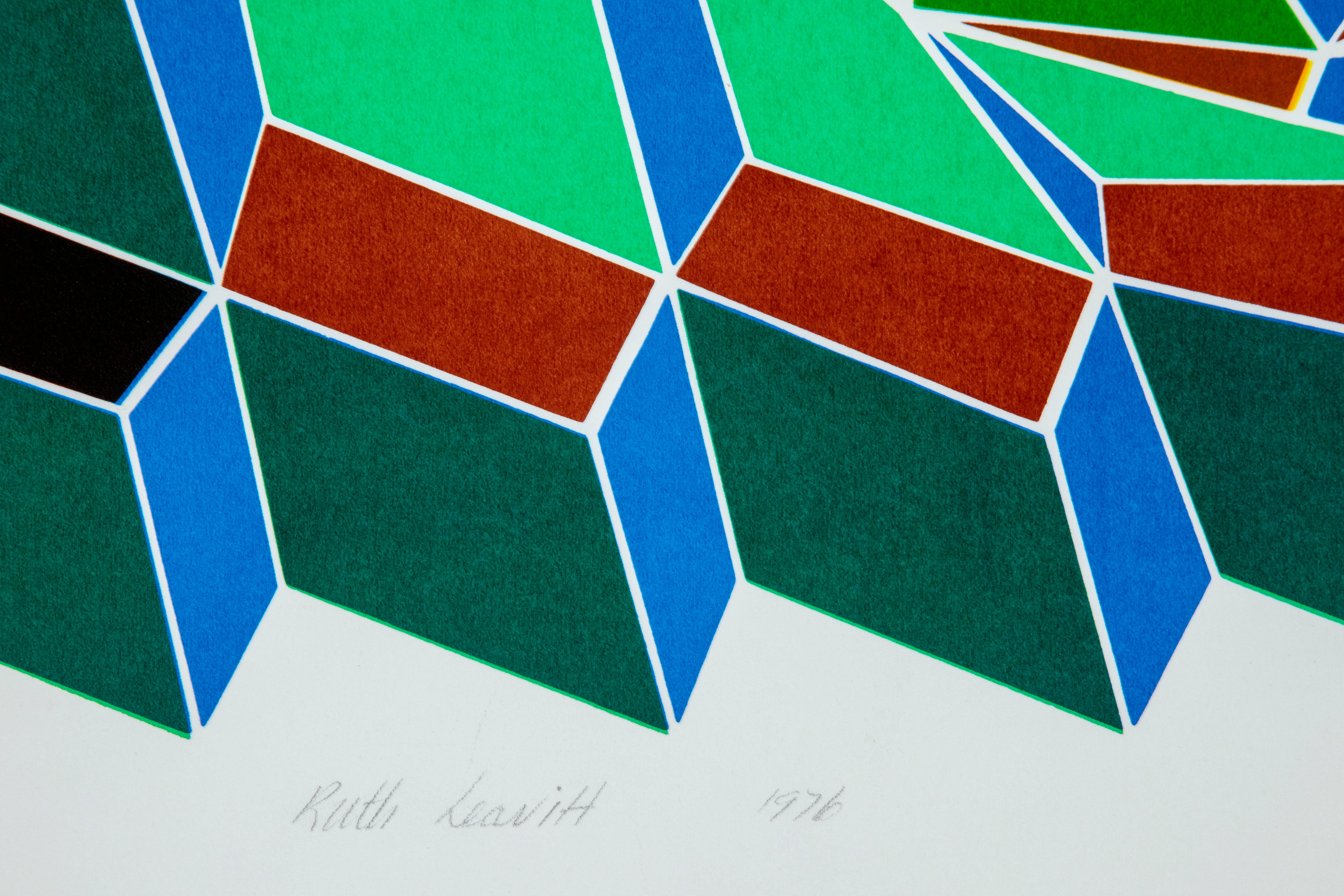 Diamond Variation IV/G - Gray Abstract Print by Ruth Leavitt