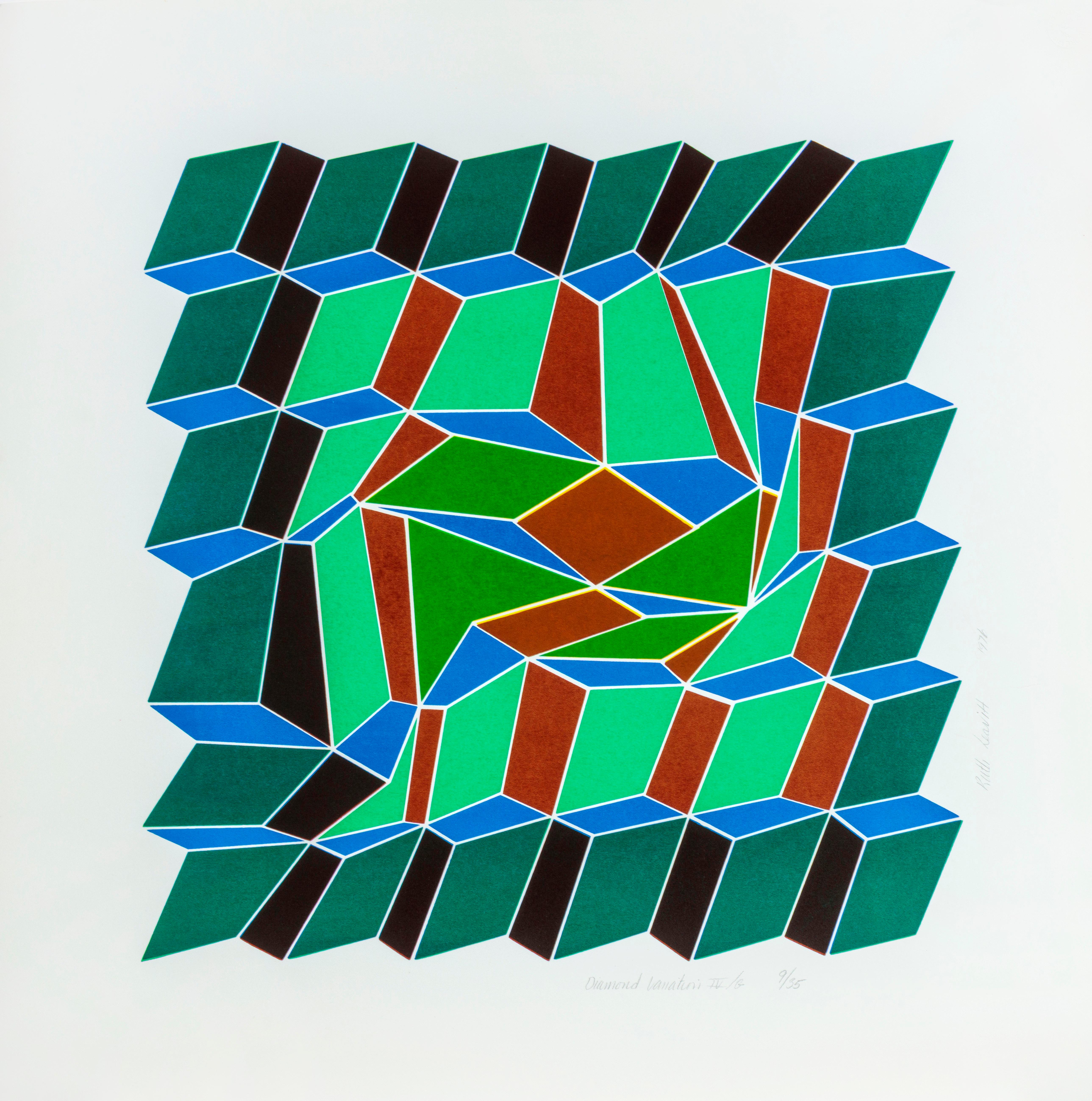 Ruth Leavitt Abstract Print - Diamond Variation IV/G
