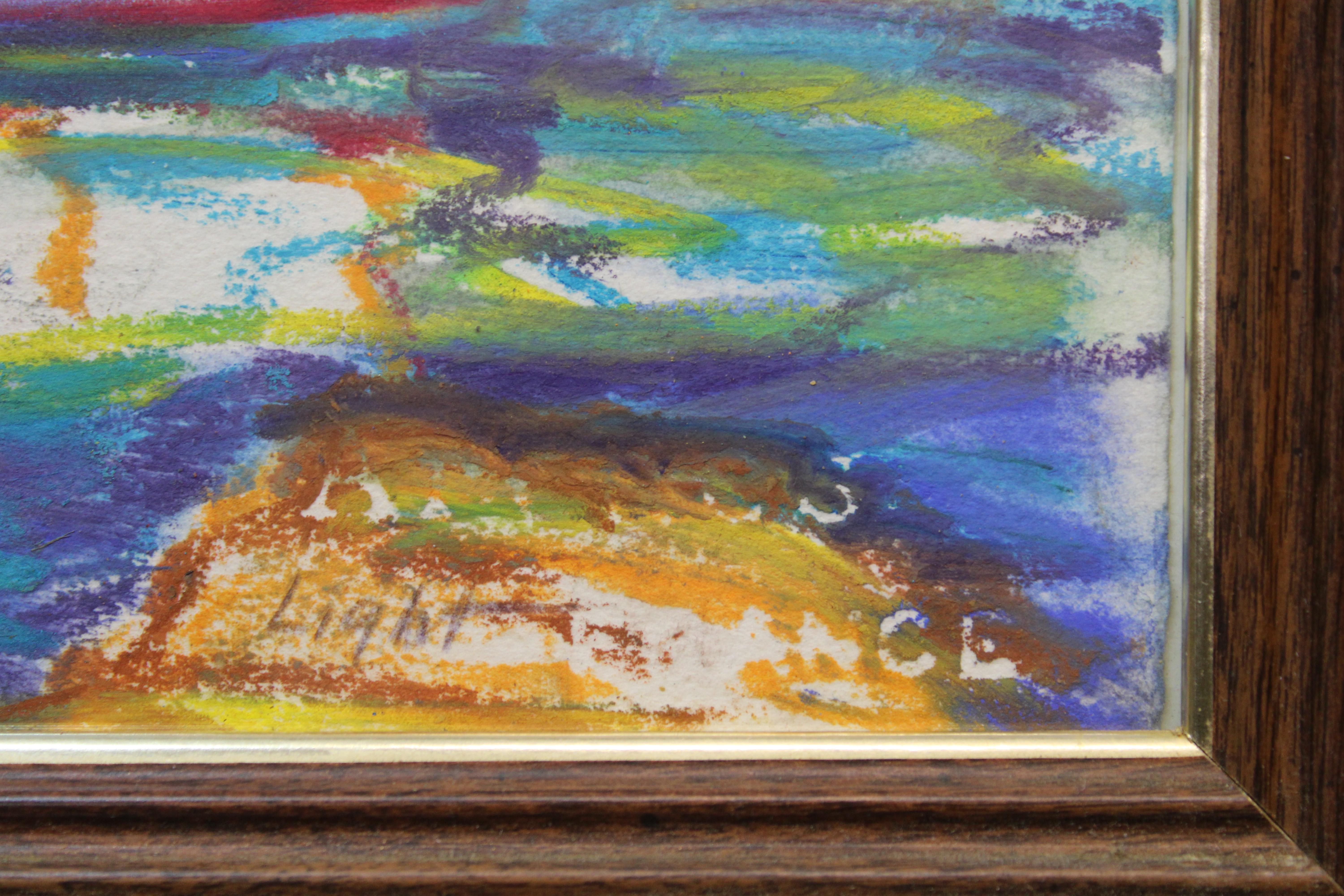 Una coloratissima foto di case in riva al mare - Landscape Painting Grigio di Ruth Light Braun