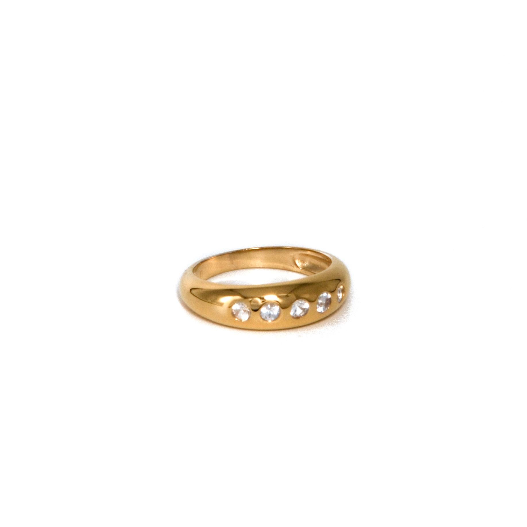 En vente :  Ruth Nyc, bague pour femme en or jaune 14 carats avec 5 pierres et diamants  4