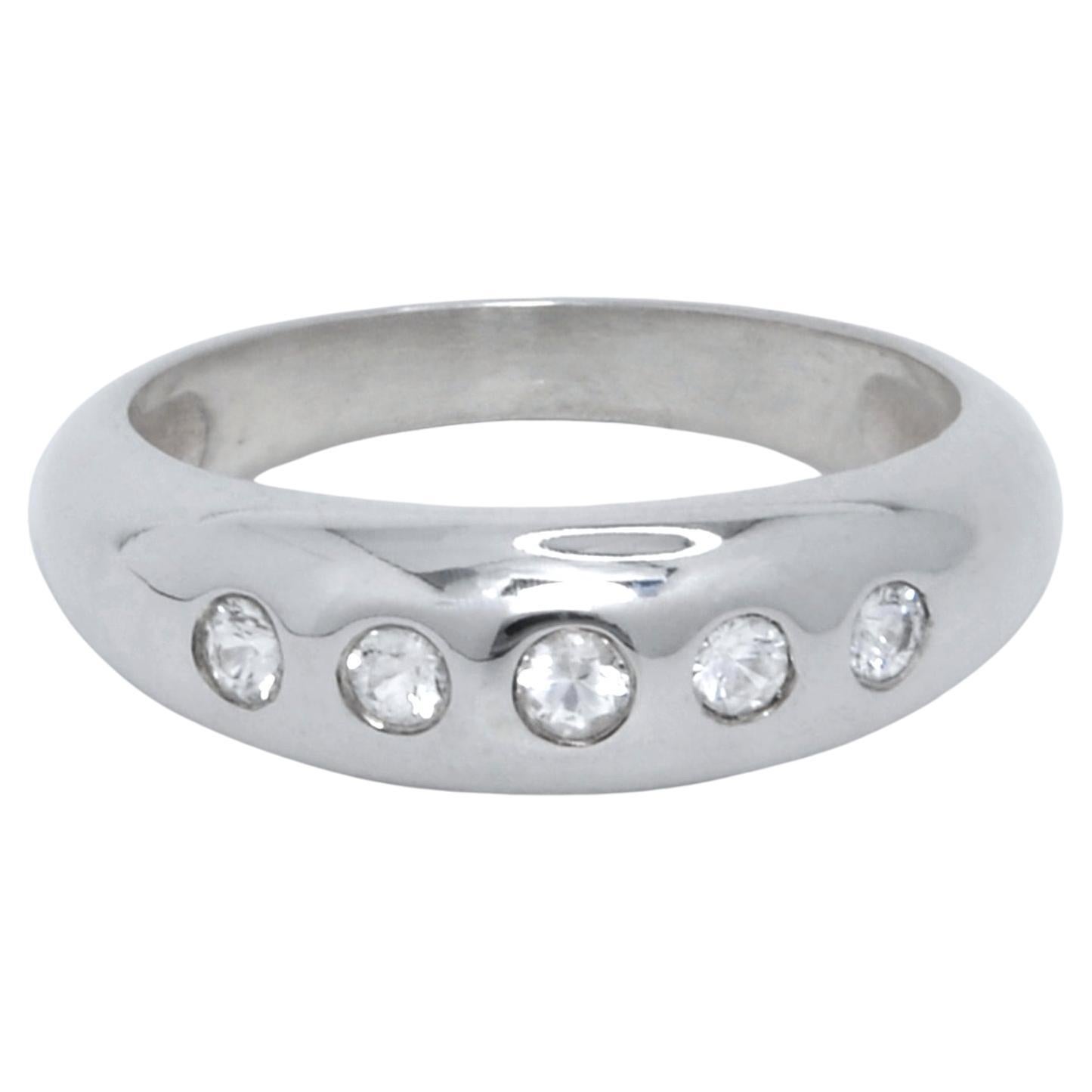 For Sale:  Ruth Nyc Fem Ring, Dome Style 5 Stone Diamond Ring in 14k White Gold