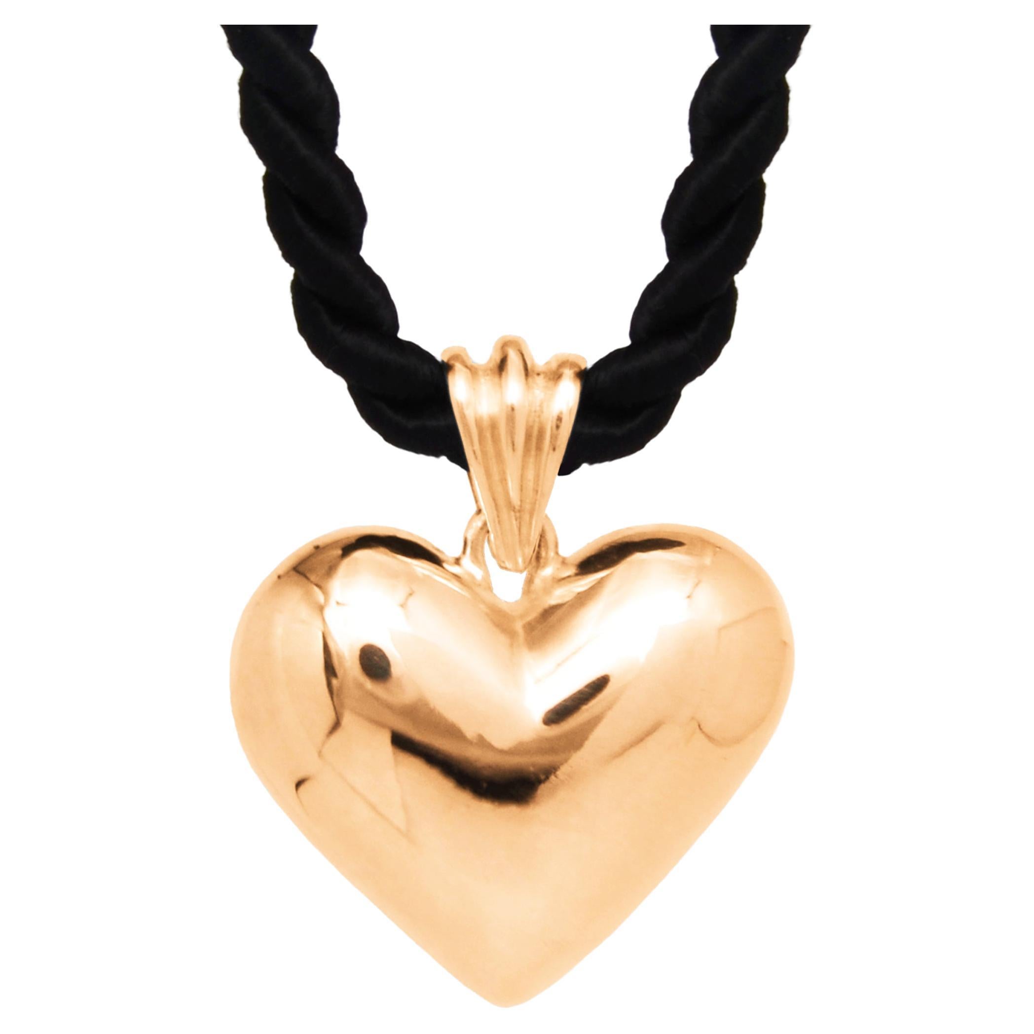 Ruth Nyc, Heavy Heart Pendant in 14k Yellow Gold For Sale