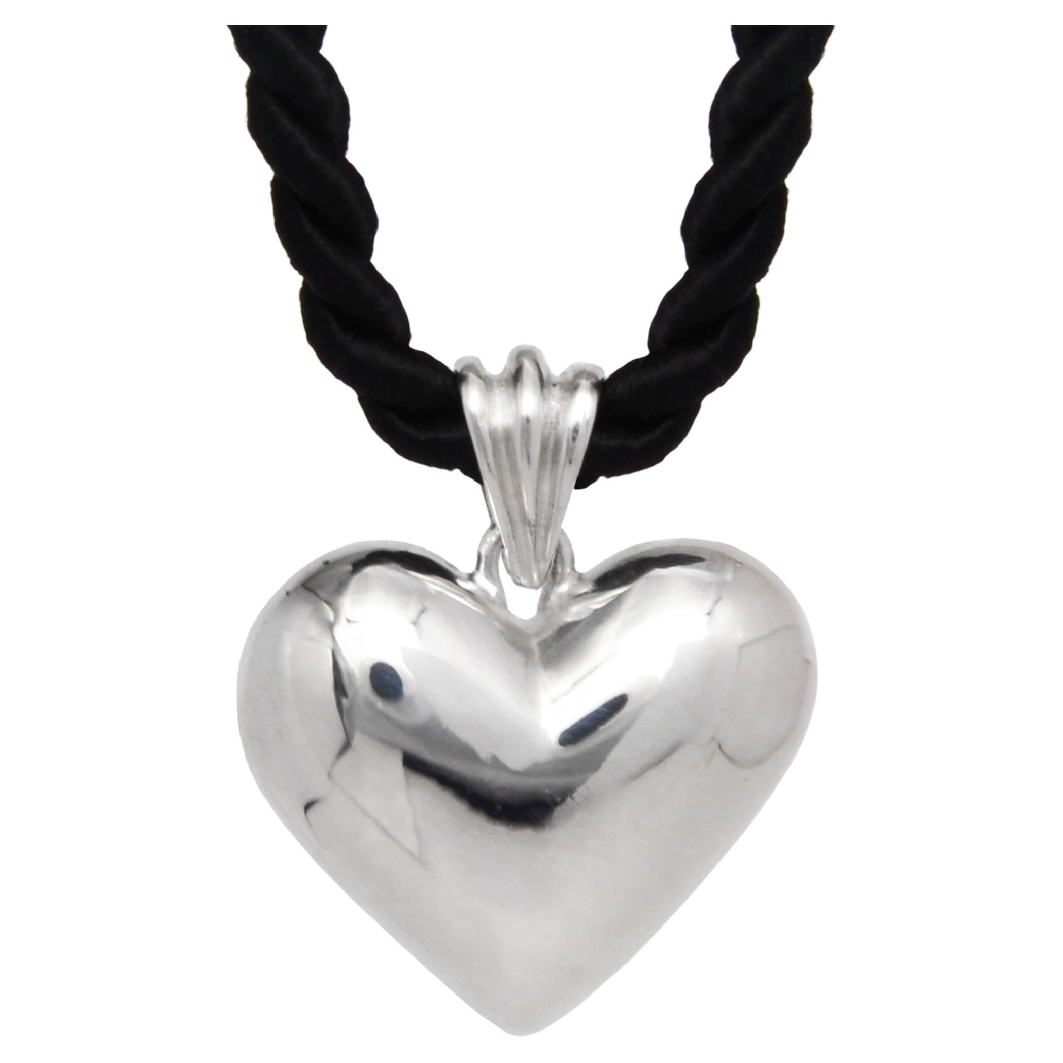 Ruth Nyc, Heavy Heart Pendant in Sterling Silver For Sale