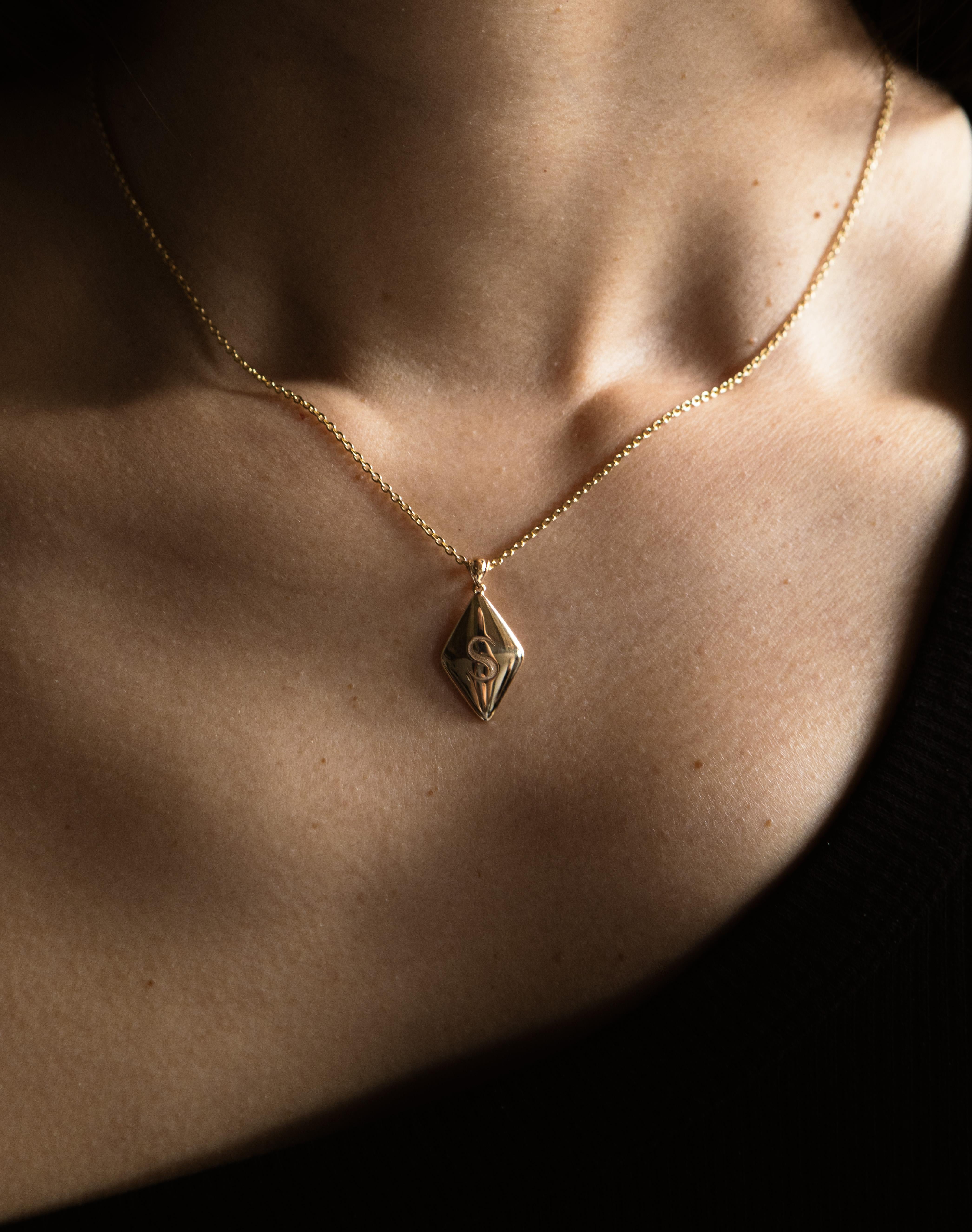 Contemporary Ruth Nyc, Kite Pendant in 14k Yellow Gold, Custom Initial Pendant For Sale
